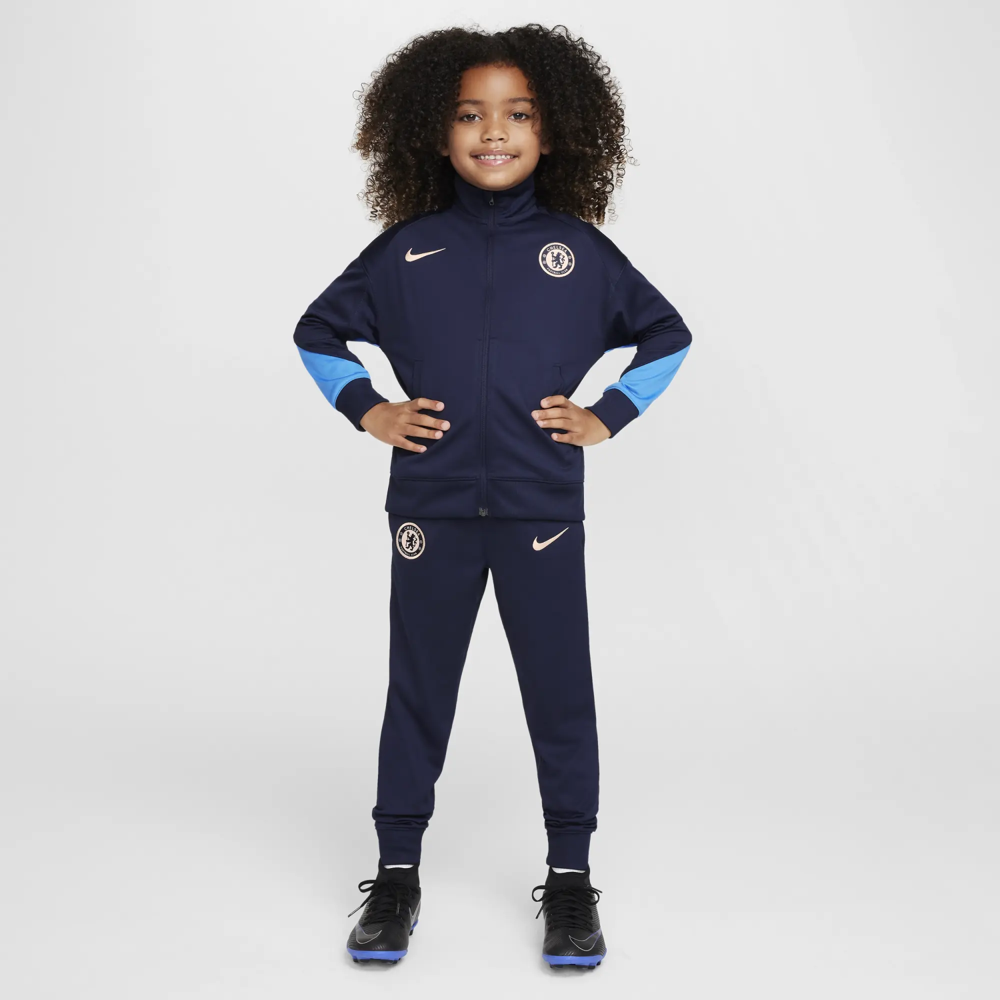 Chelsea F.C. Strike Younger Kids' Nike Dri-FIT Football Knit Tracksuit - Blue - Polyester