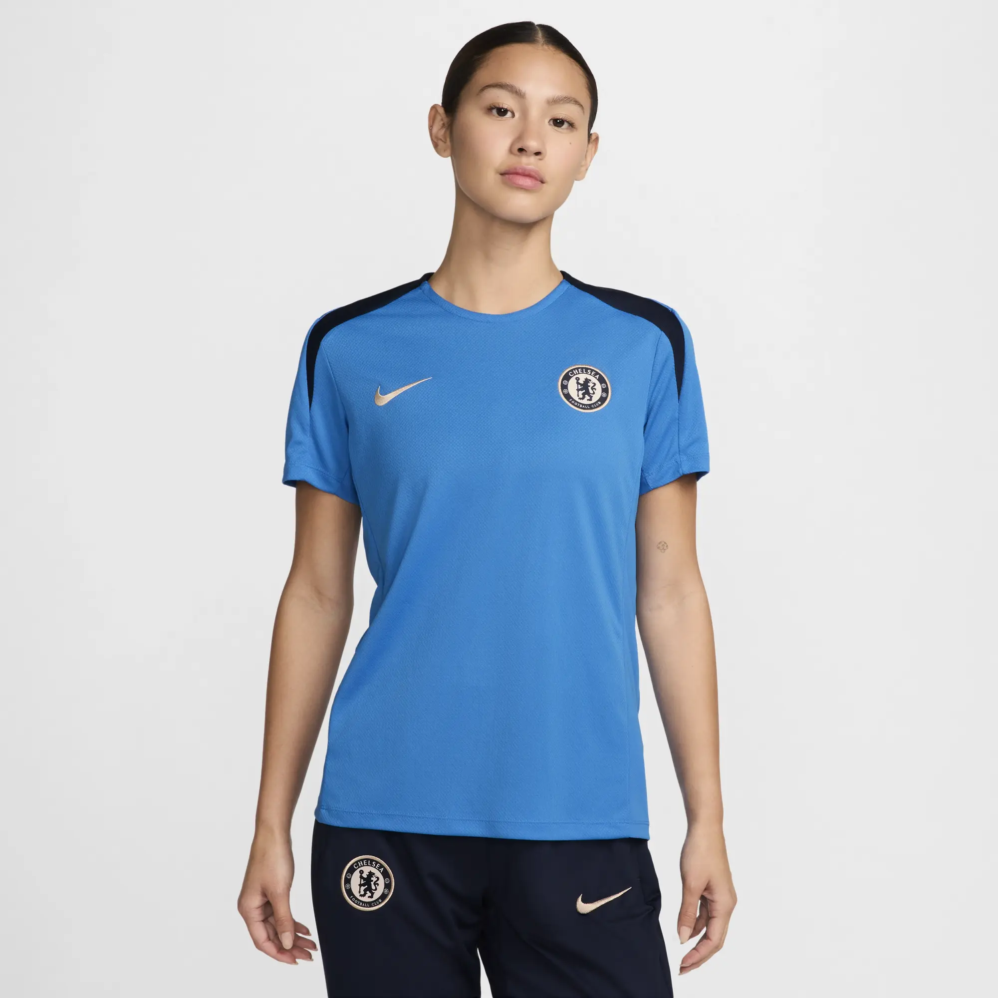 Nike Women s Dri FIT Football Short Sleeve Knit Top Chelsea FN9502 436 FOOTY.COM