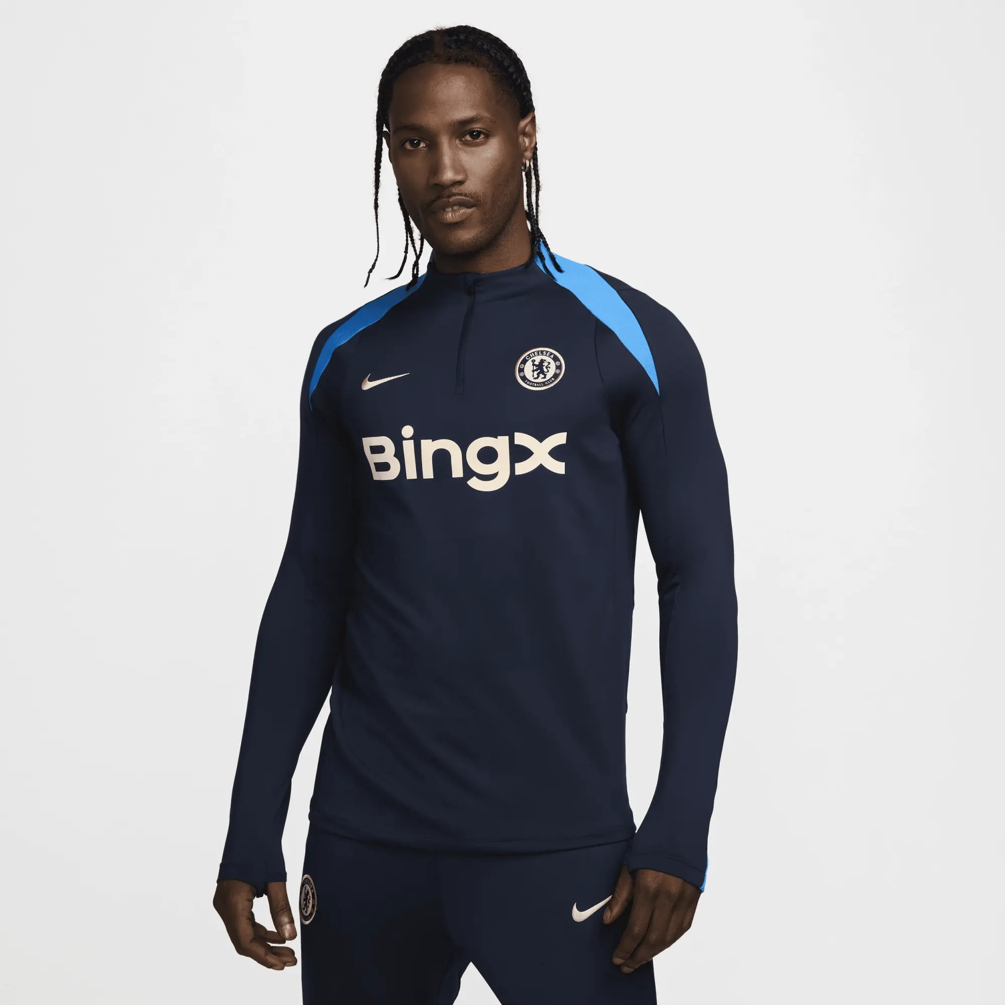 Nike Chelsea Dri-Fit 1/4 Zip L/S Strike Drill Top - Navy - 2024-2025