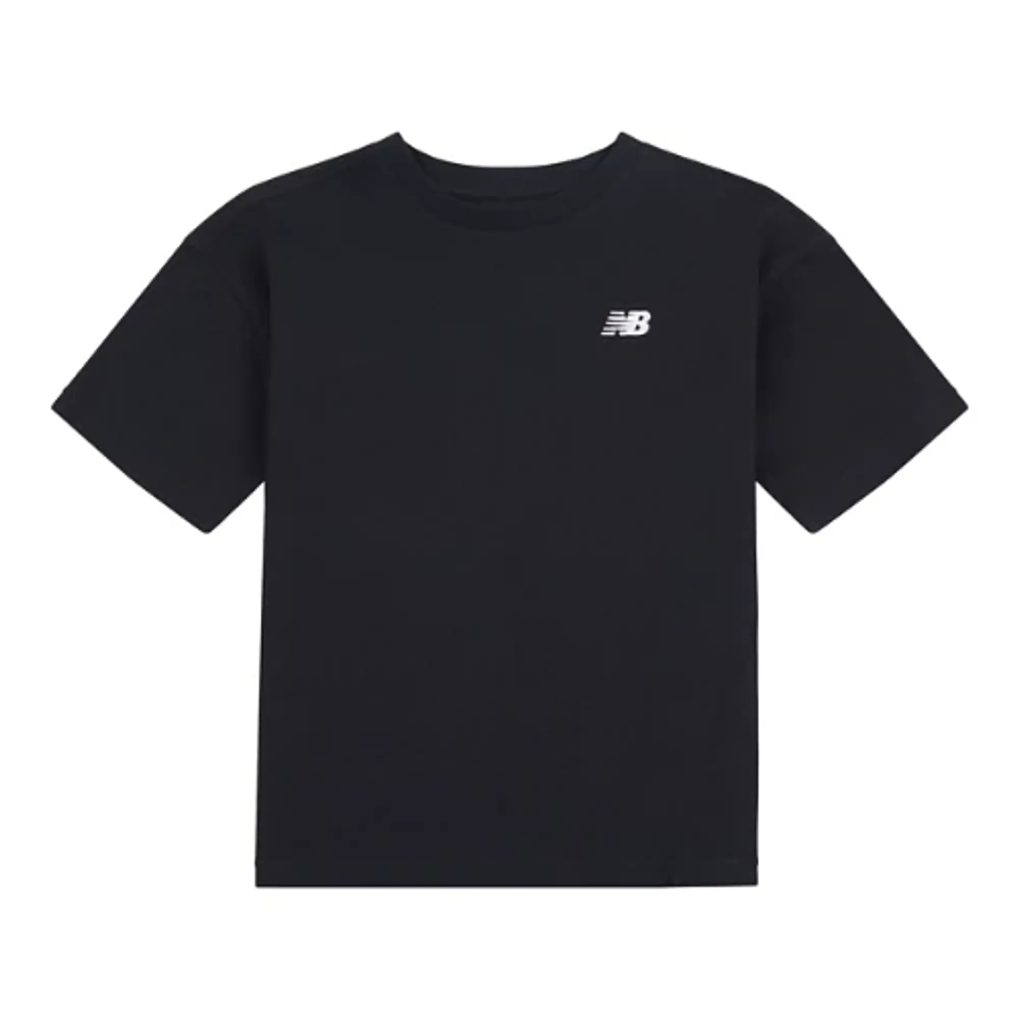 New Balance Girls Jersey Small Logo T-Shirt in Black Cotton Jersey