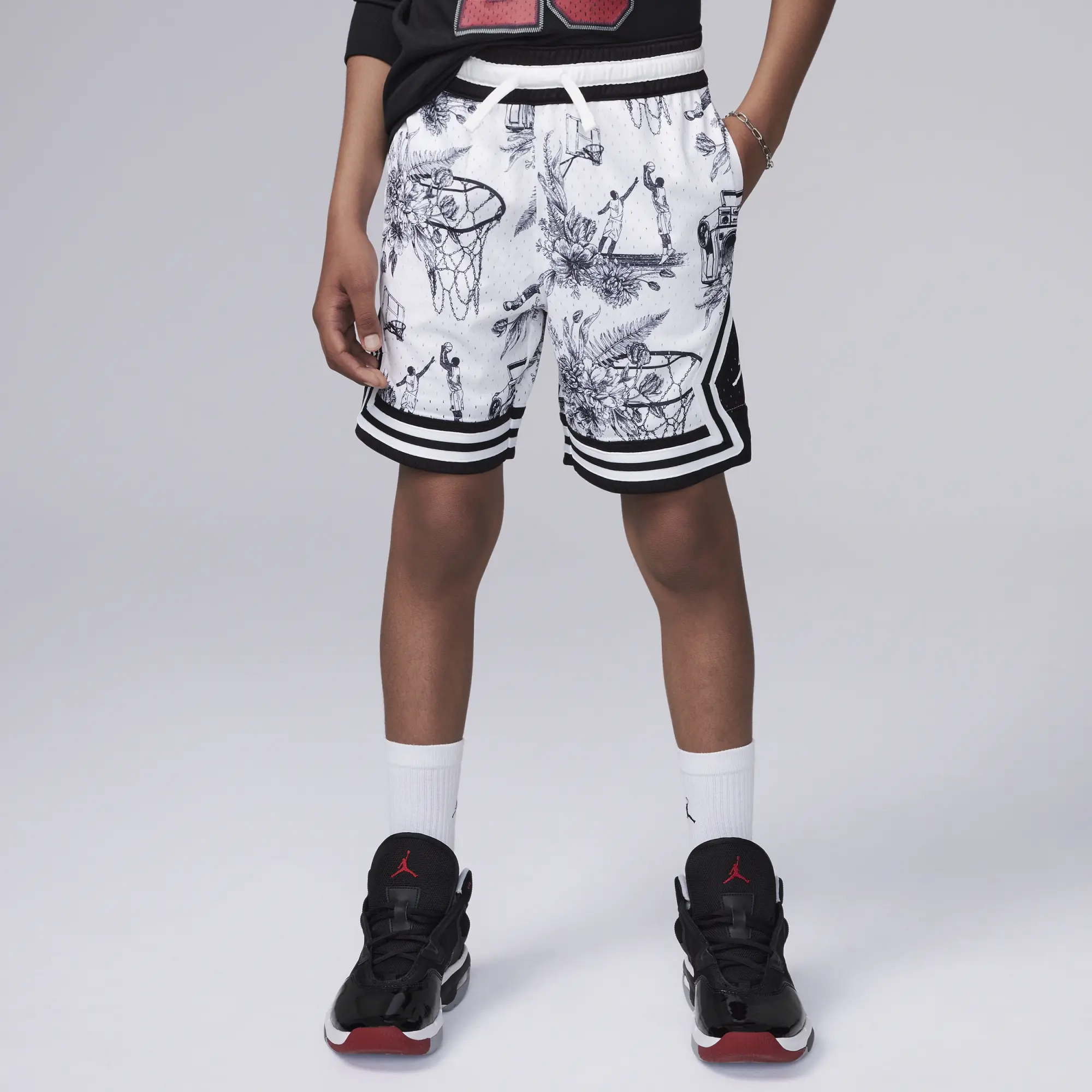 Nike Jordan Dri-FIT Older Kids' MJ Printed Sport Diamond Shorts - White - Polyester