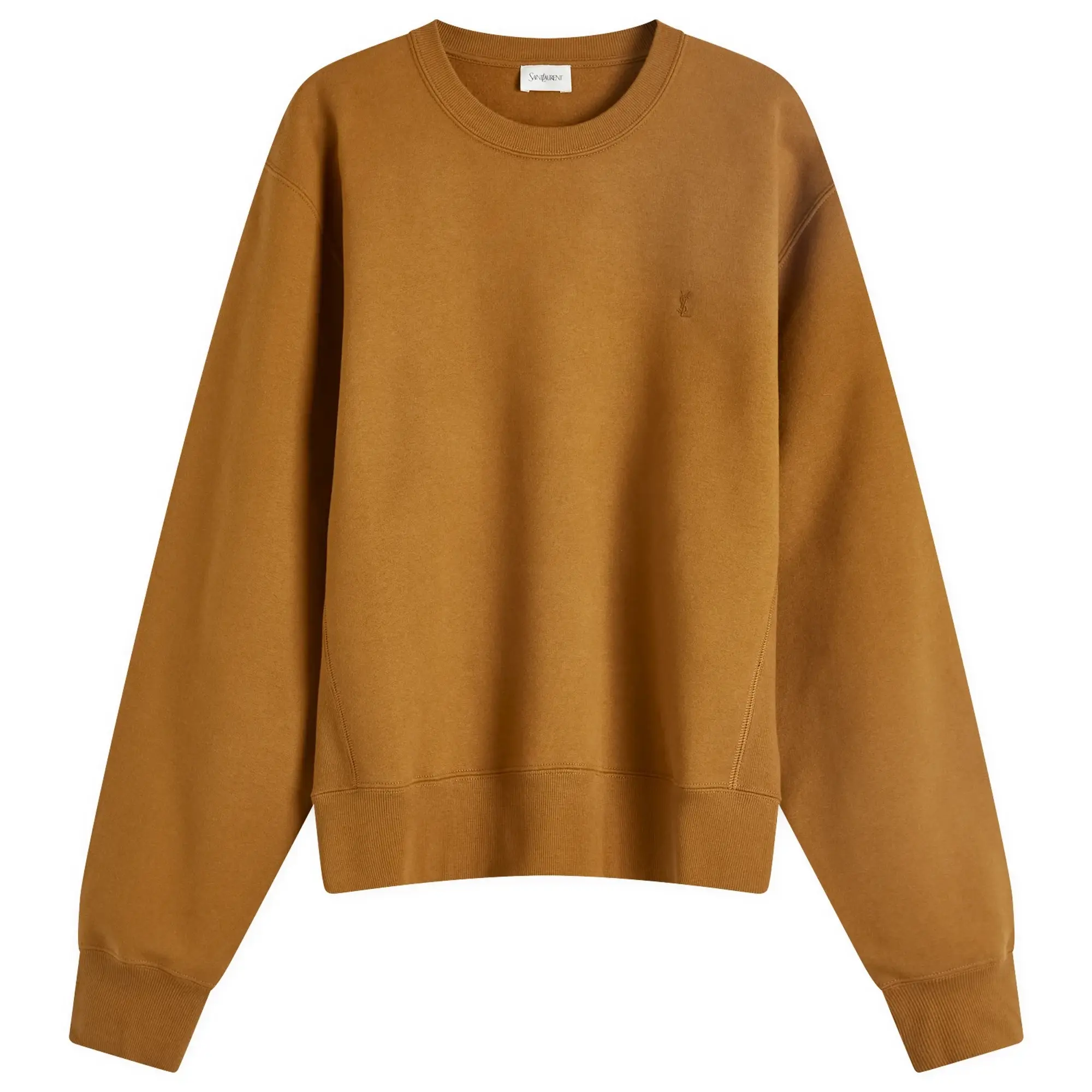 Saint Laurent Men's Embroidered Logo Sweatshirt Golden Brown