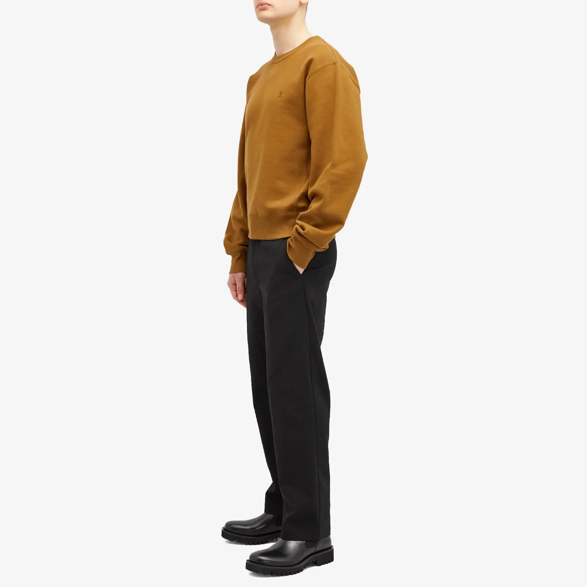 Saint Laurent Men's Embroidered Logo Sweatshirt Golden Brown