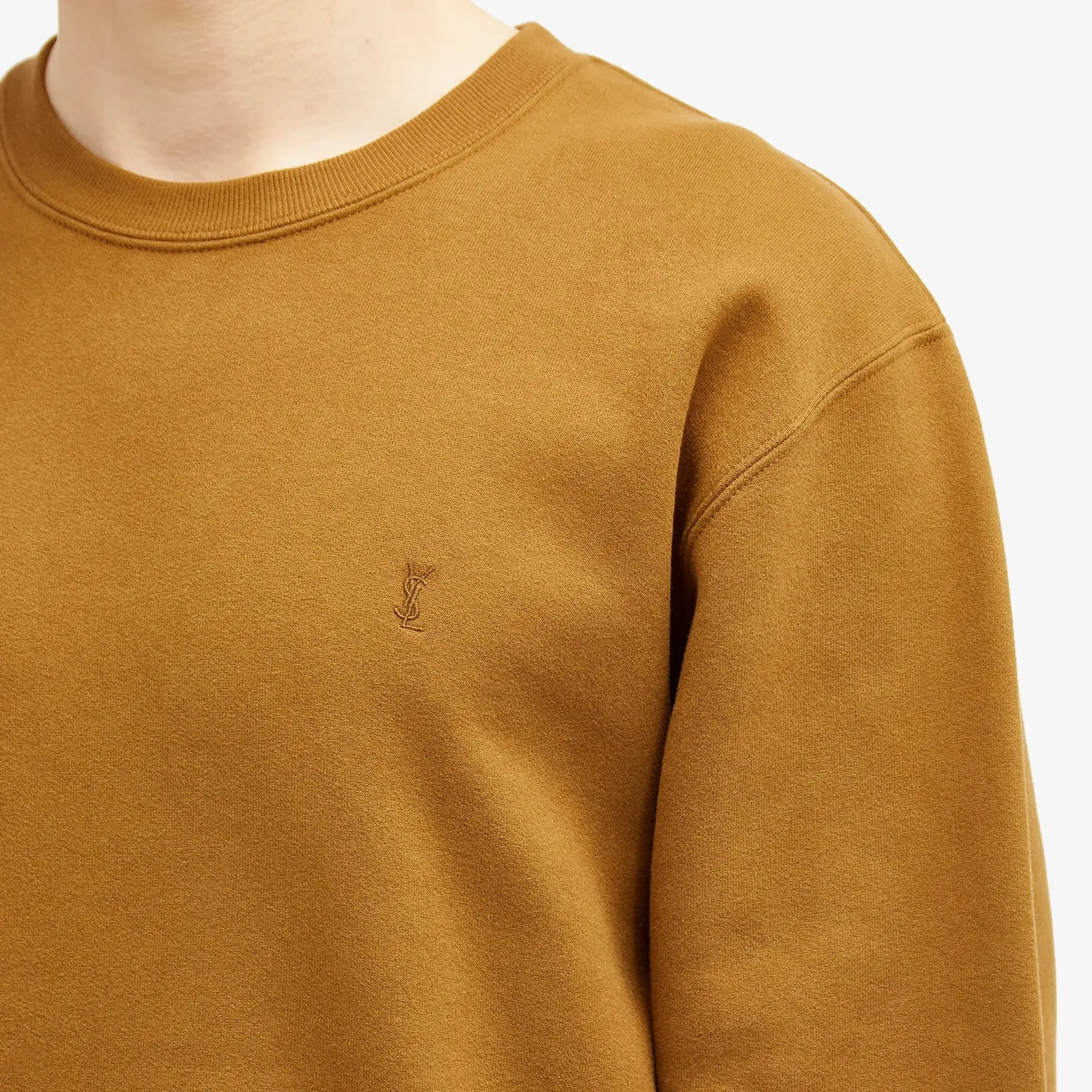 Saint Laurent Men's Embroidered Logo Sweatshirt Golden Brown