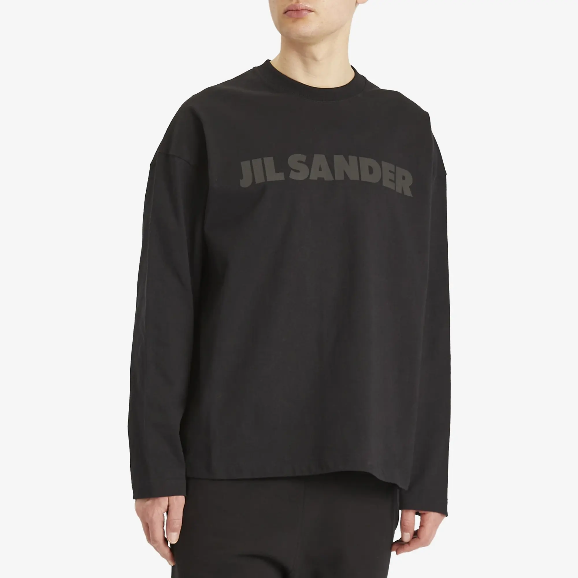 Jil Sander Men's Logo Long Sleeve T-Shirt Black