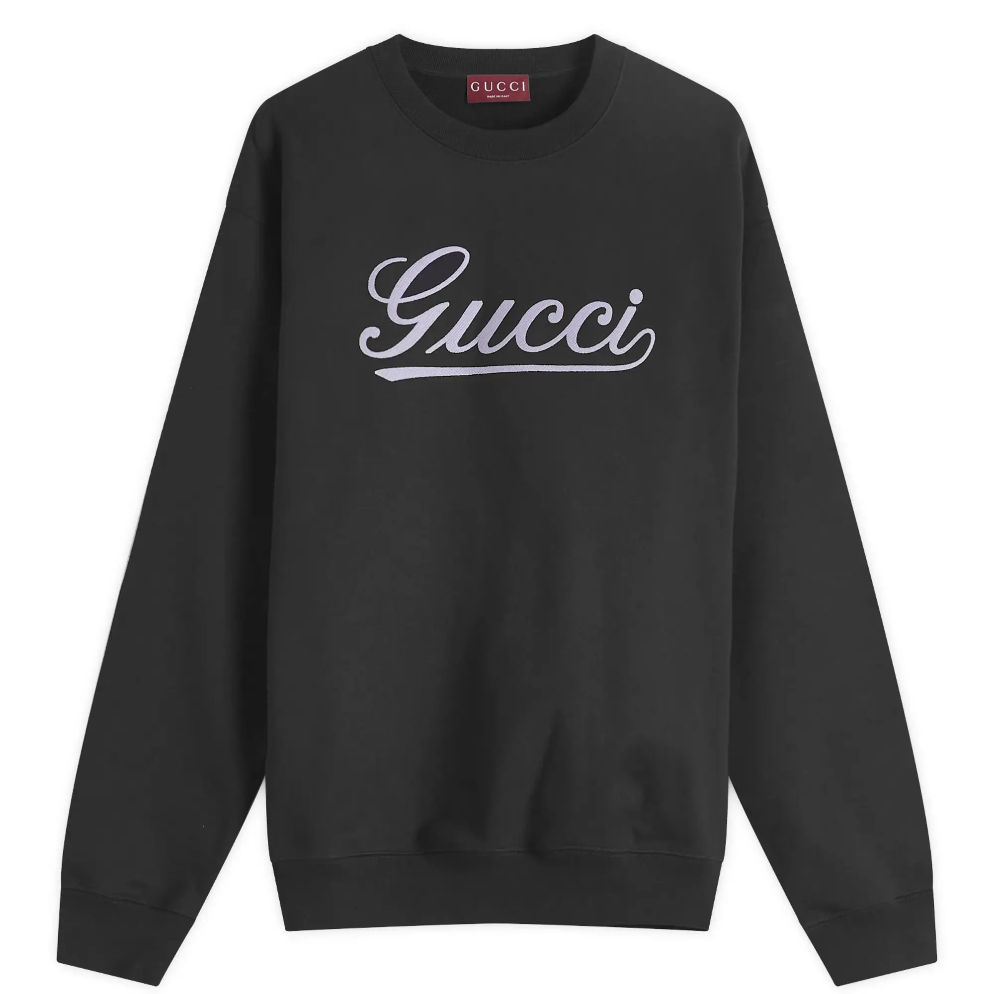 Gucci Men's Script Logo Crew Neck Sweatshirt Black