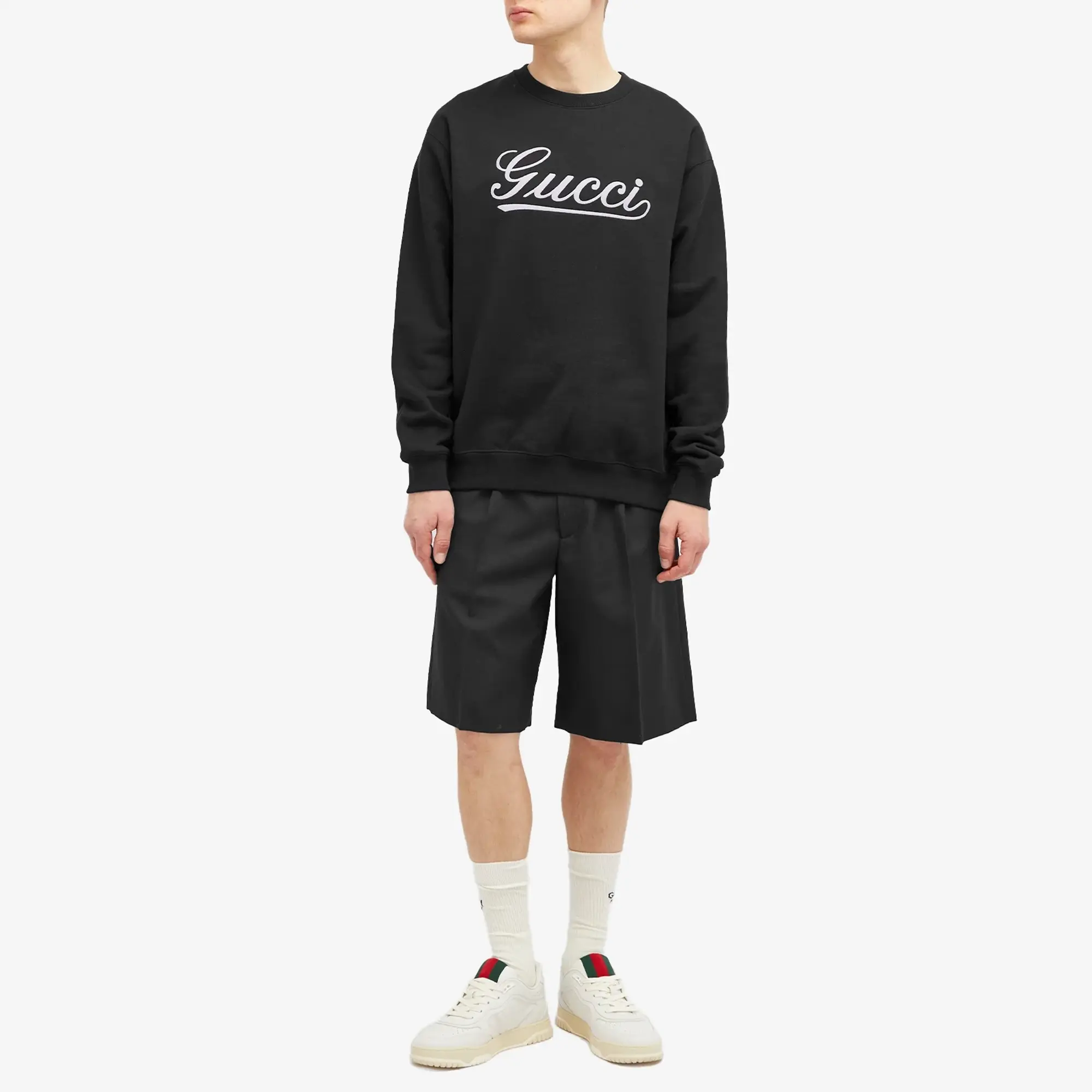Gucci Men's Script Logo Crew Neck Sweatshirt Black