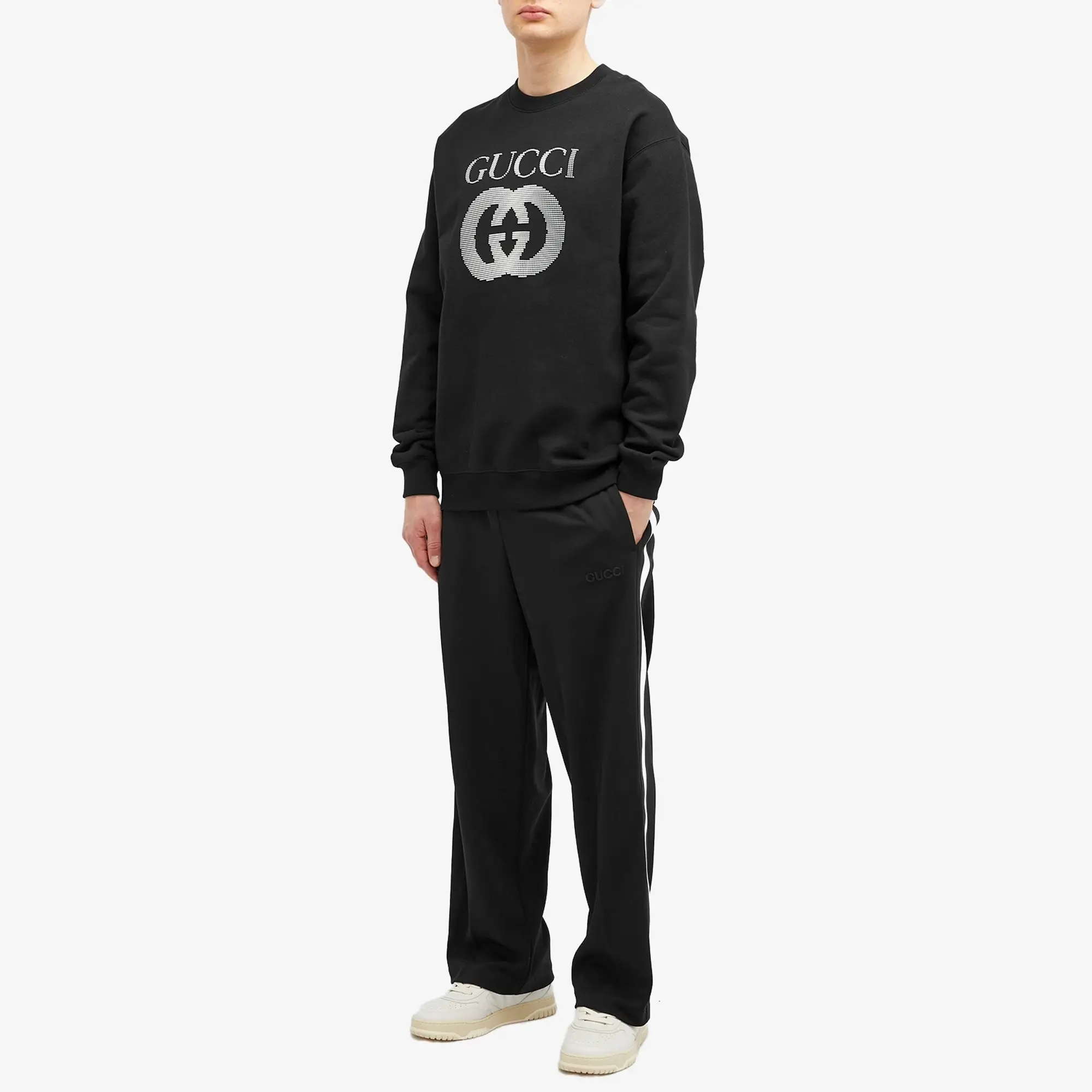 Gucci Men's Interlocking Logo Crew Neck Sweatshirt Black