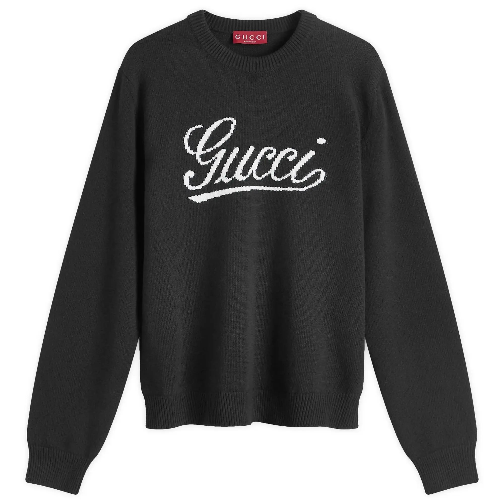Gucci Men's Script Logo Crew Neck Jumper Black
