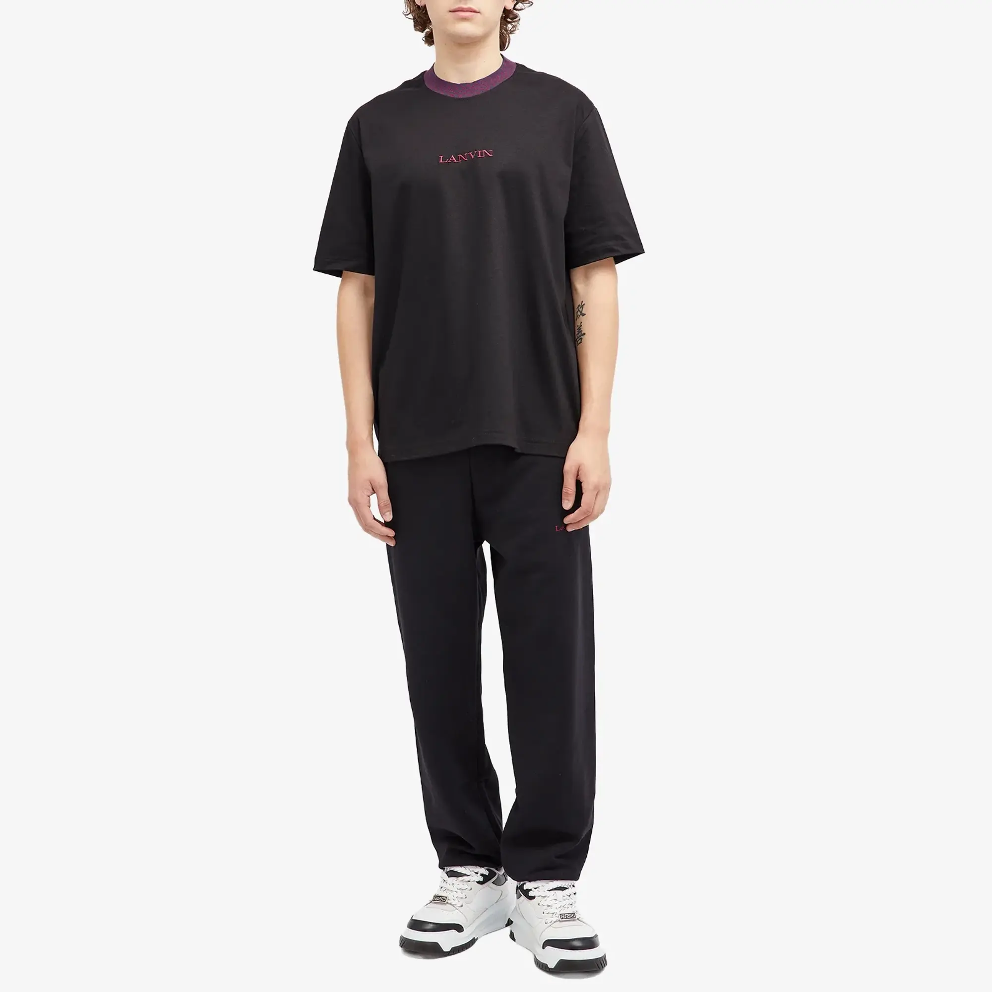 Lanvin Men's Curb Mohair Logo T-Shirt Black