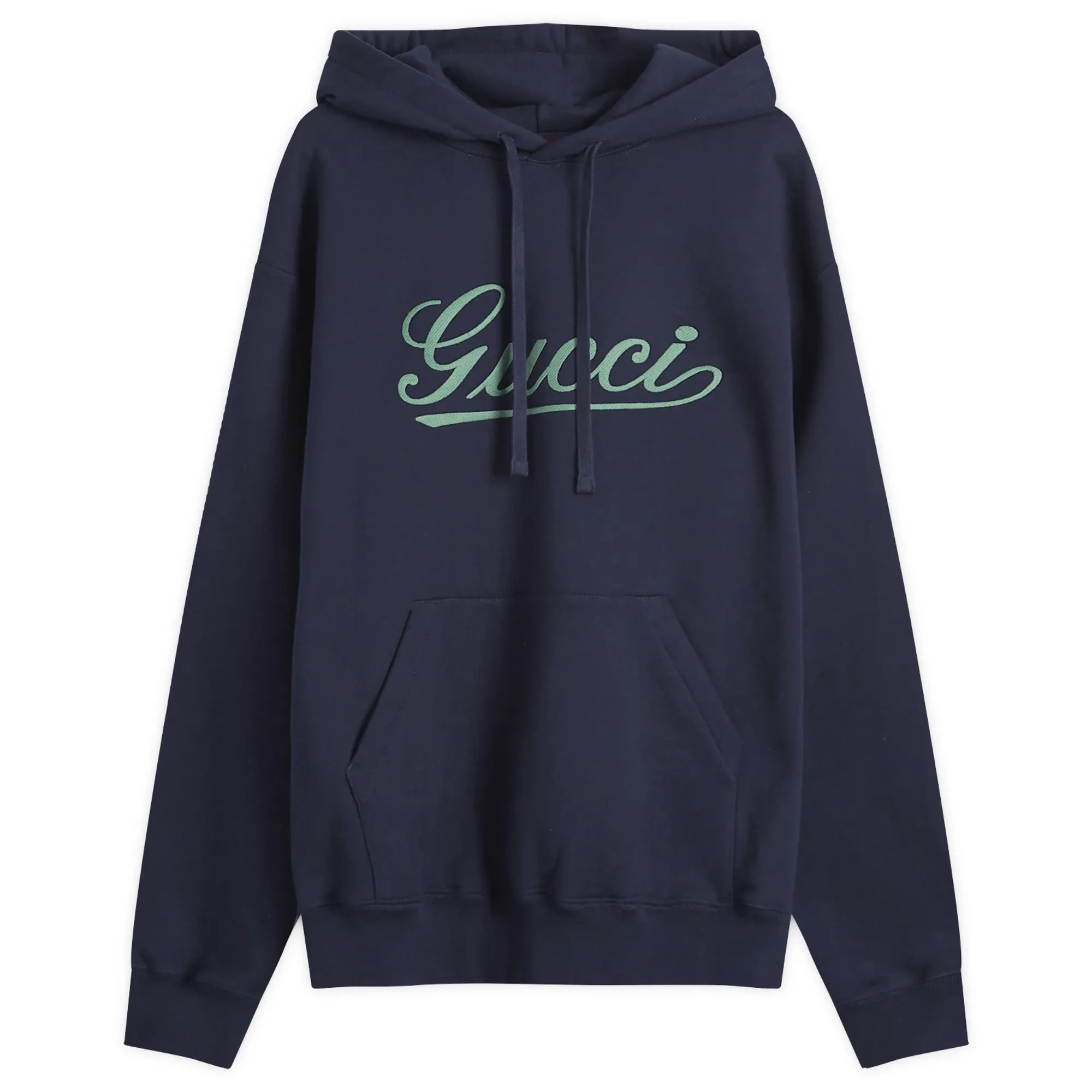 Gucci Men's Script Logo Hoodie Navy | 788771-XJGQK-4215 | FOOTY.COM