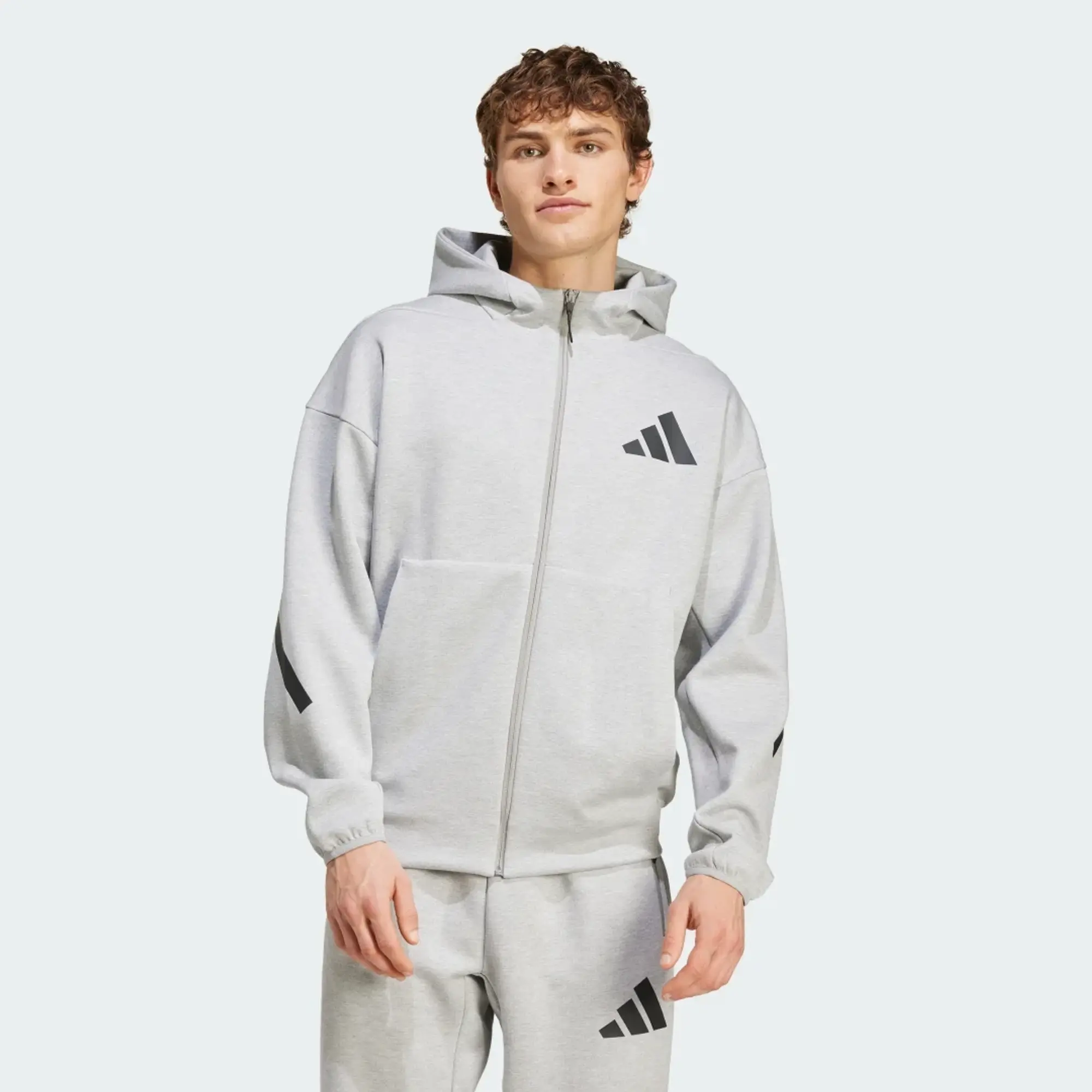 adidas ZNE Full Zip Hoodie - Grey - Size M - Grey