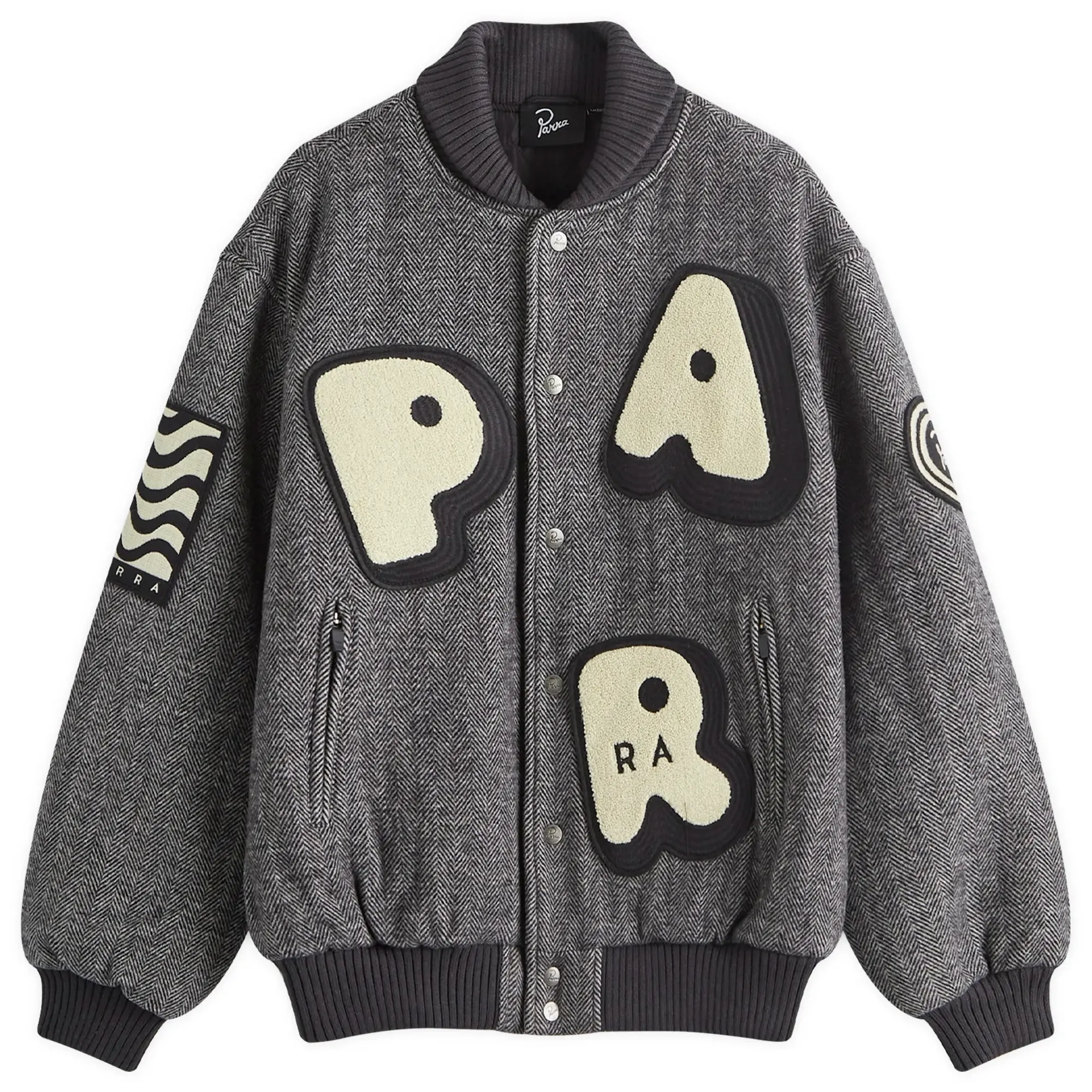 By Parra Men's Rounded Par Varsity Jacket Dark Grey