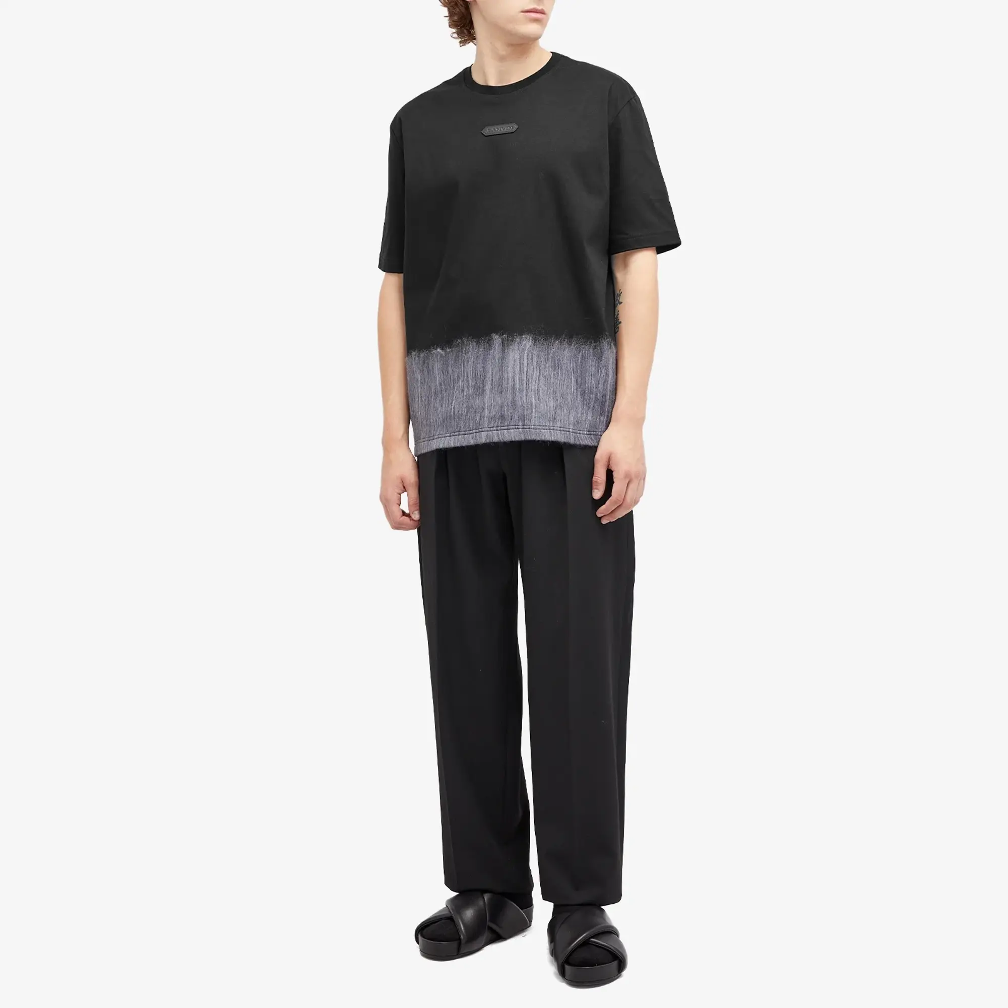 Lanvin Men's Mohair Patch Logo T-Shirt Black