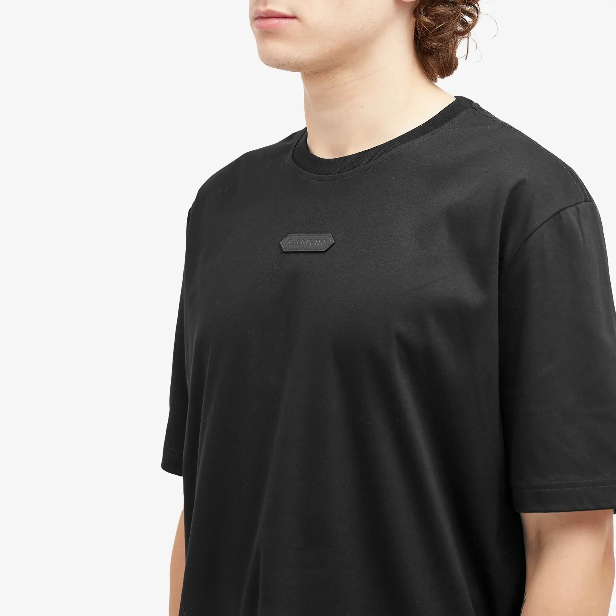 Lanvin Men's Mohair Patch Logo T-Shirt Black
