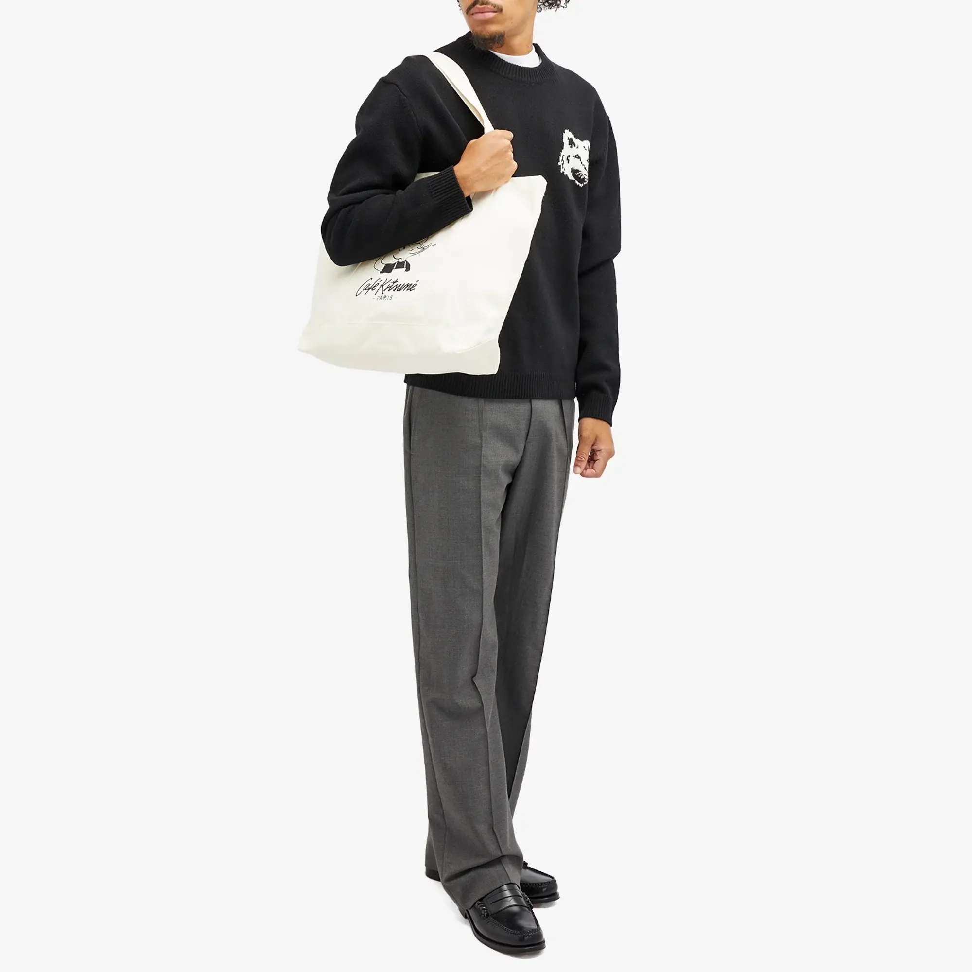 Maison Kitsuné Maison Kitsune Café Kitsuné Fox Tote Bag Tapioca