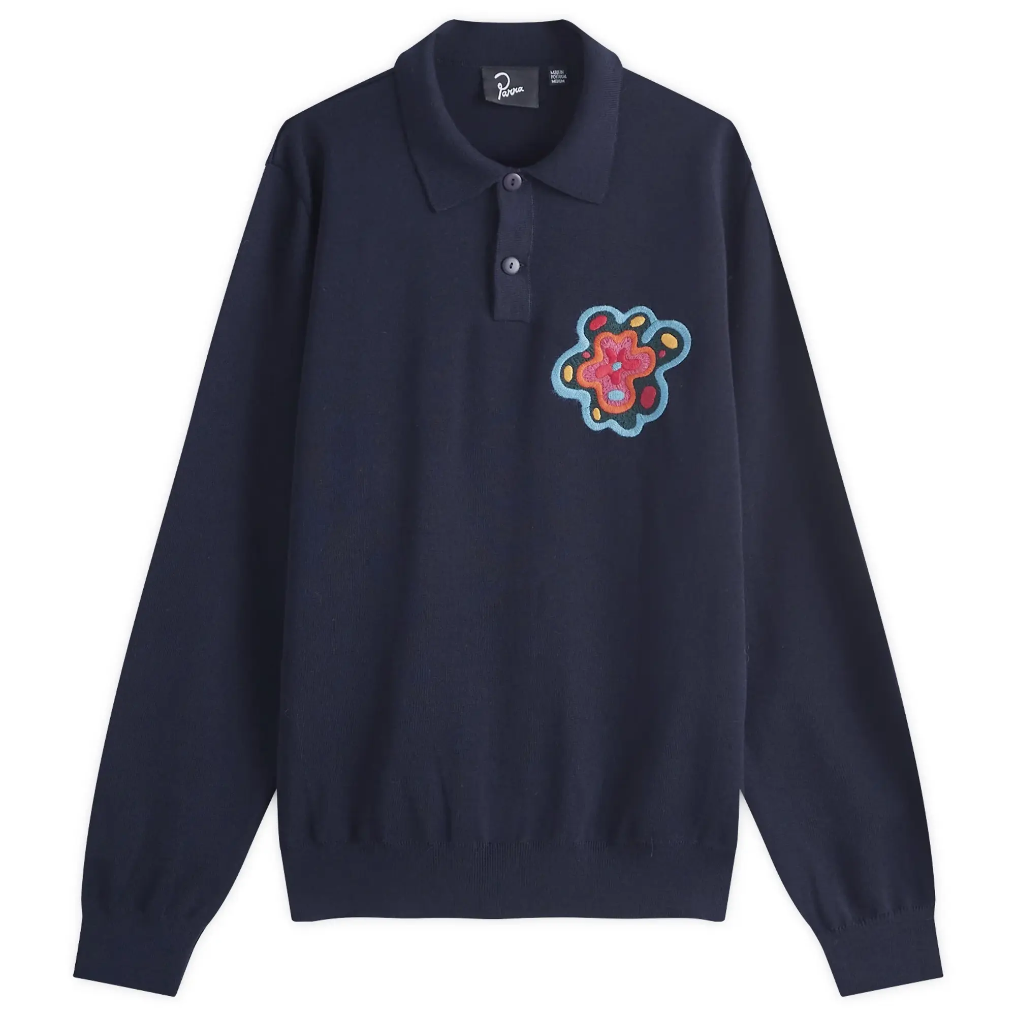 By Parra Men's Flower Blob Knitted Polo Shirt Midnight Blue