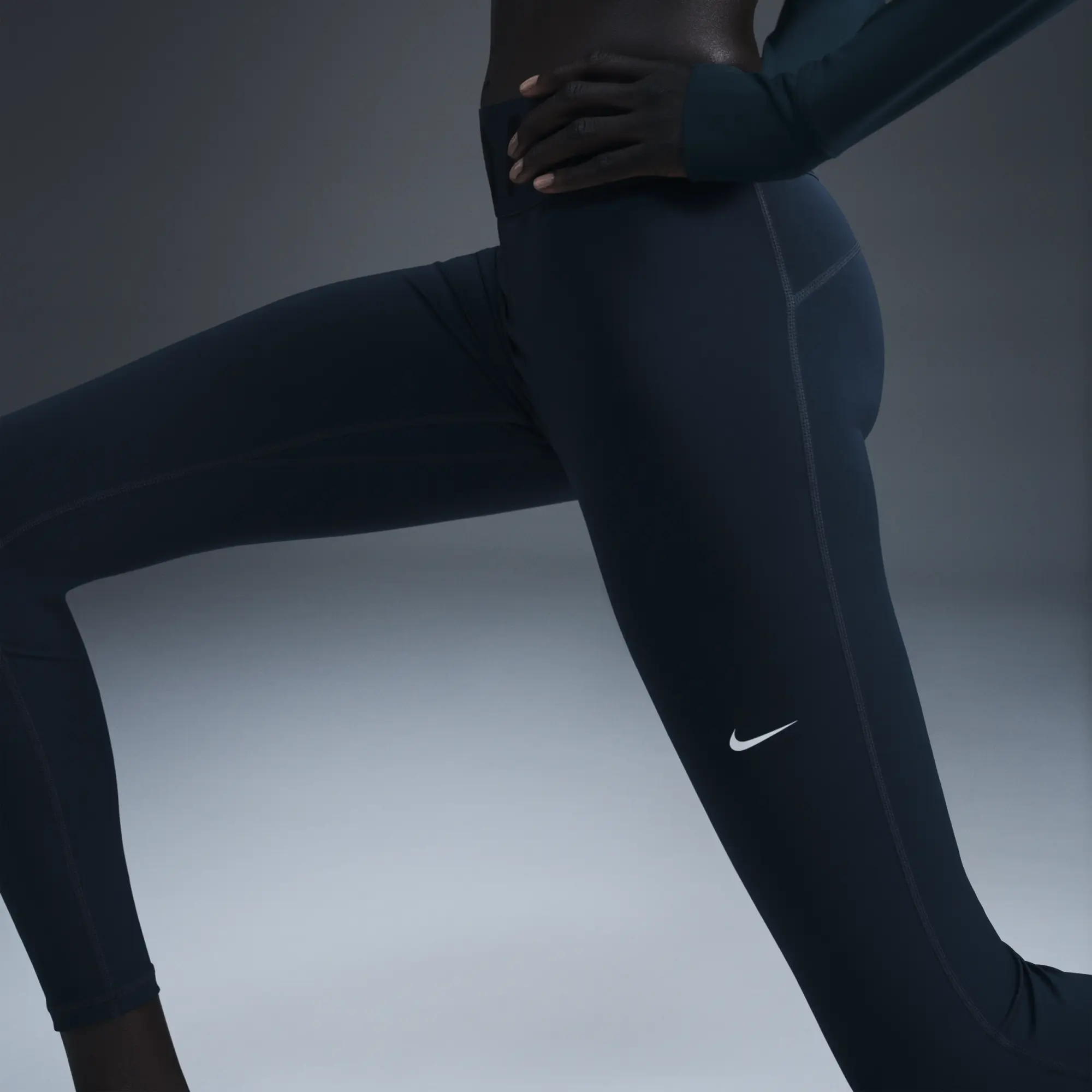 Nike women's dri-fit running long tights black-blue best sale