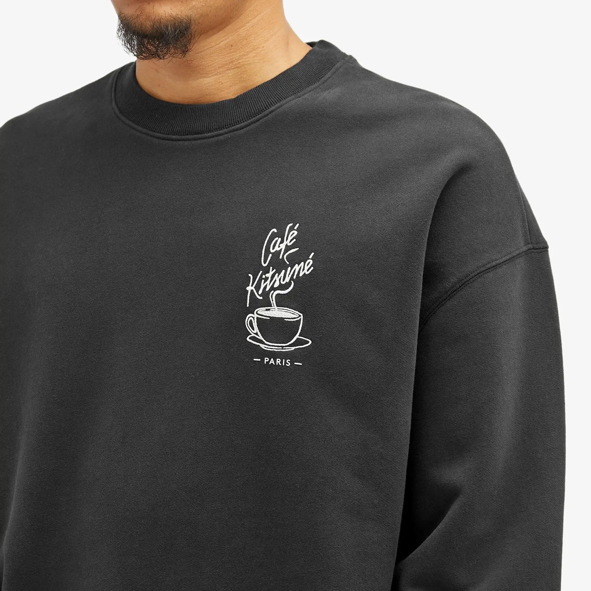 Maison Kitsuné Maison Kitsune Café Kitsuné Coffee Cup Relaxed Sweatshirt Black