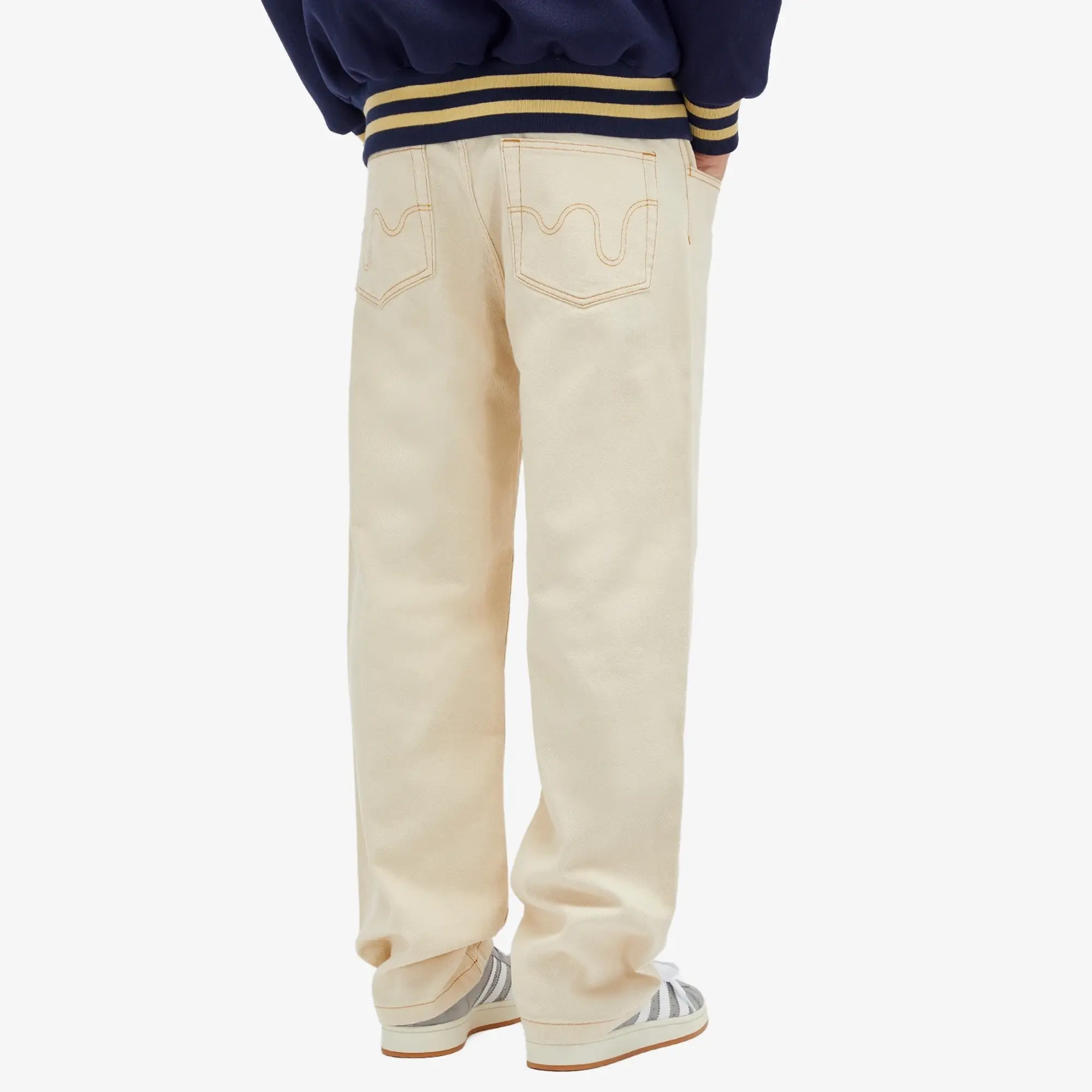 ICECREAM Men's Running Dog Double Scoop Straight Leg Jean Ecru