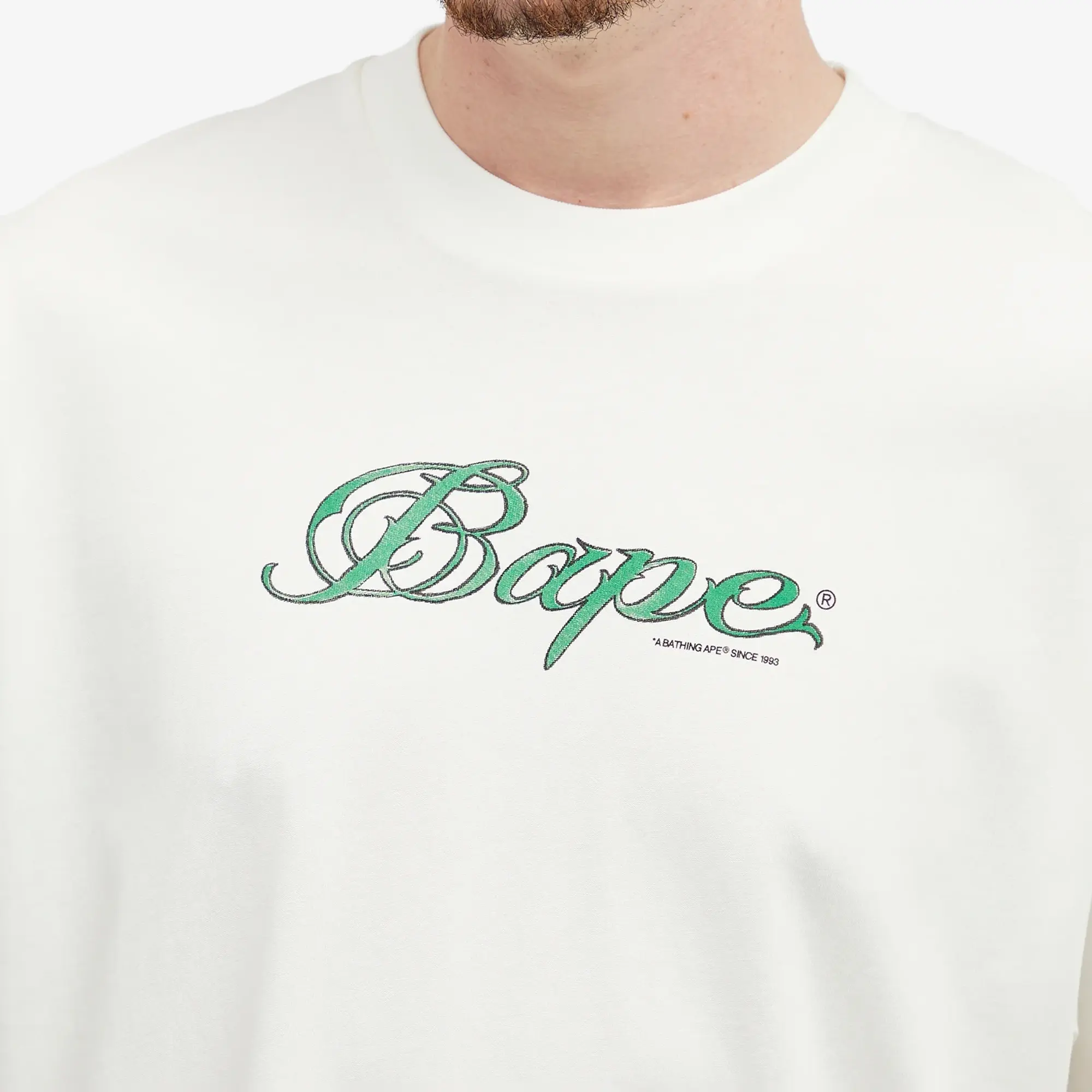 T-Shirt A Bathing Ape Logo Relaxed Fit Short Sleeve Tee Ivory Xxl