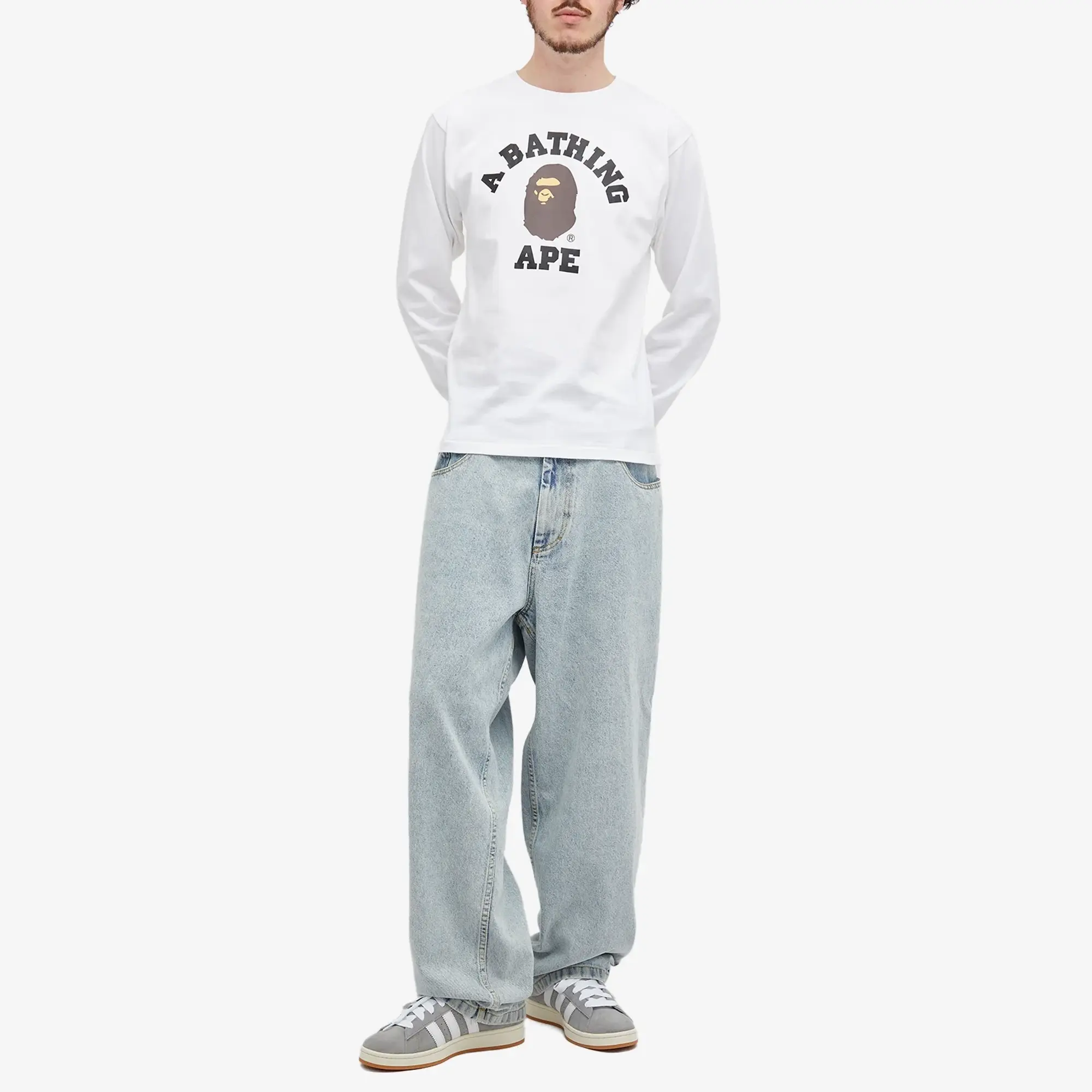 A Bathing Ape Men's Long Sleeve College T-Shirt White