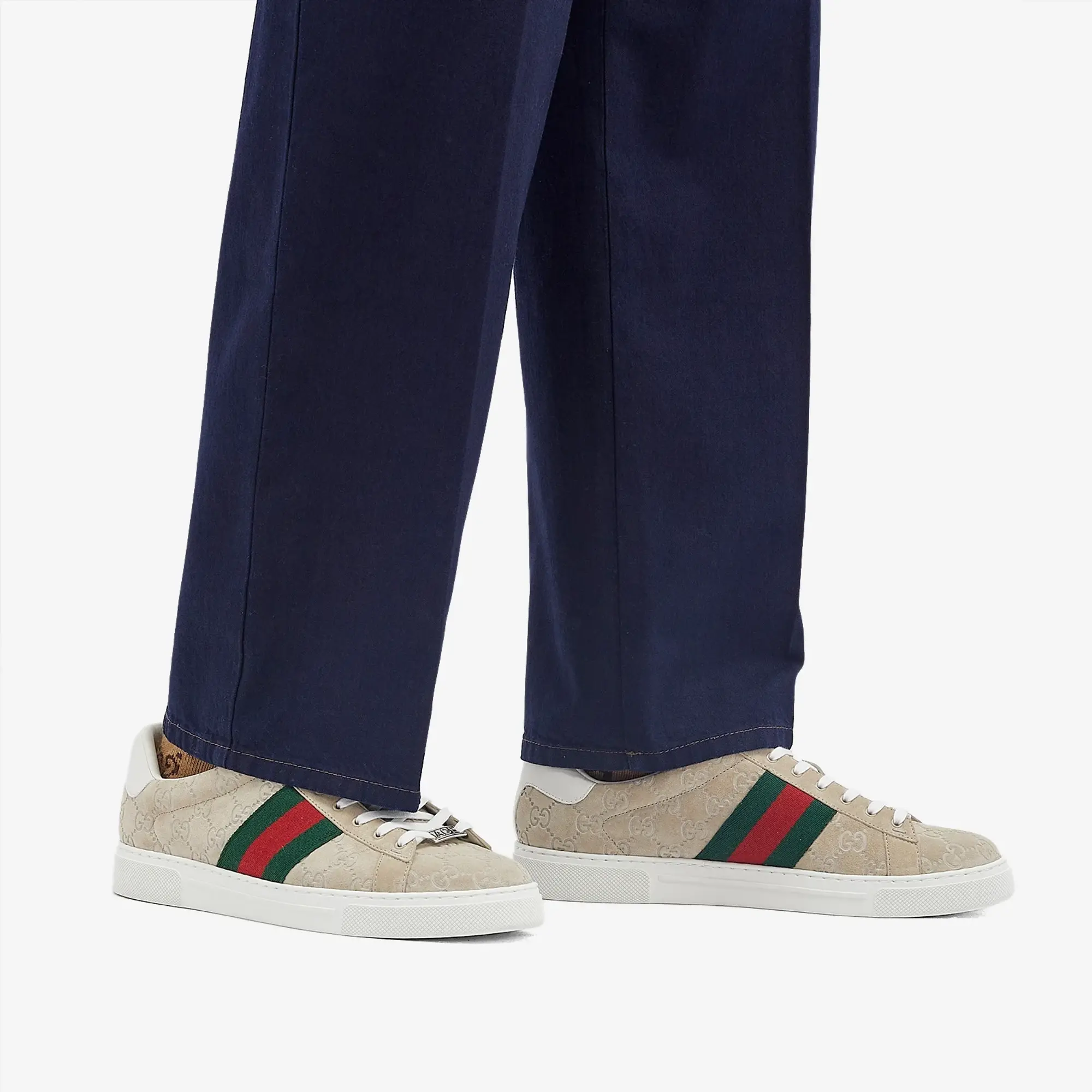 Gucci Men's Suede Ace Sneaker Oatmeal