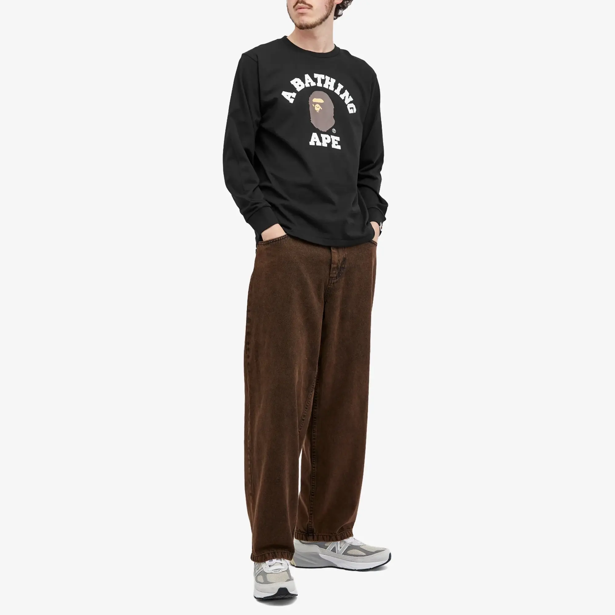 A Bathing Ape Men's Long Sleeve College T-Shirt Black