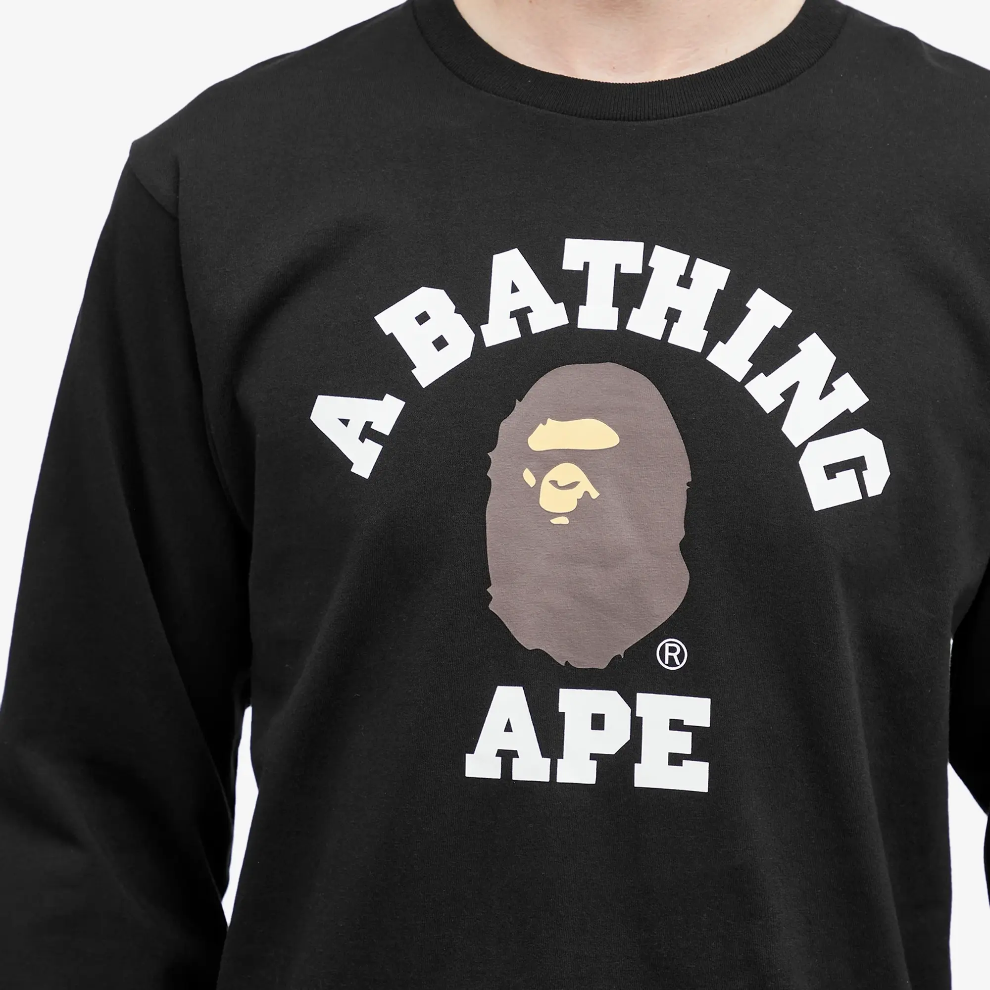 A Bathing Ape Men's Long Sleeve College T-Shirt Black
