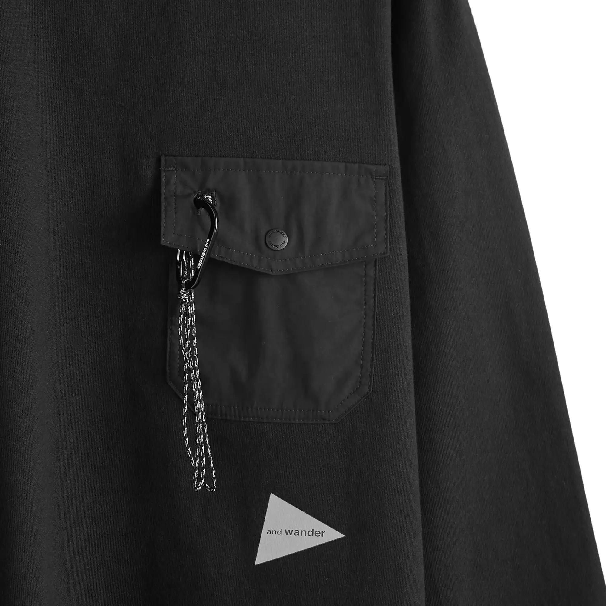 and wander Heavy Cotton Long Sleeve Pocket T-Shirt Black