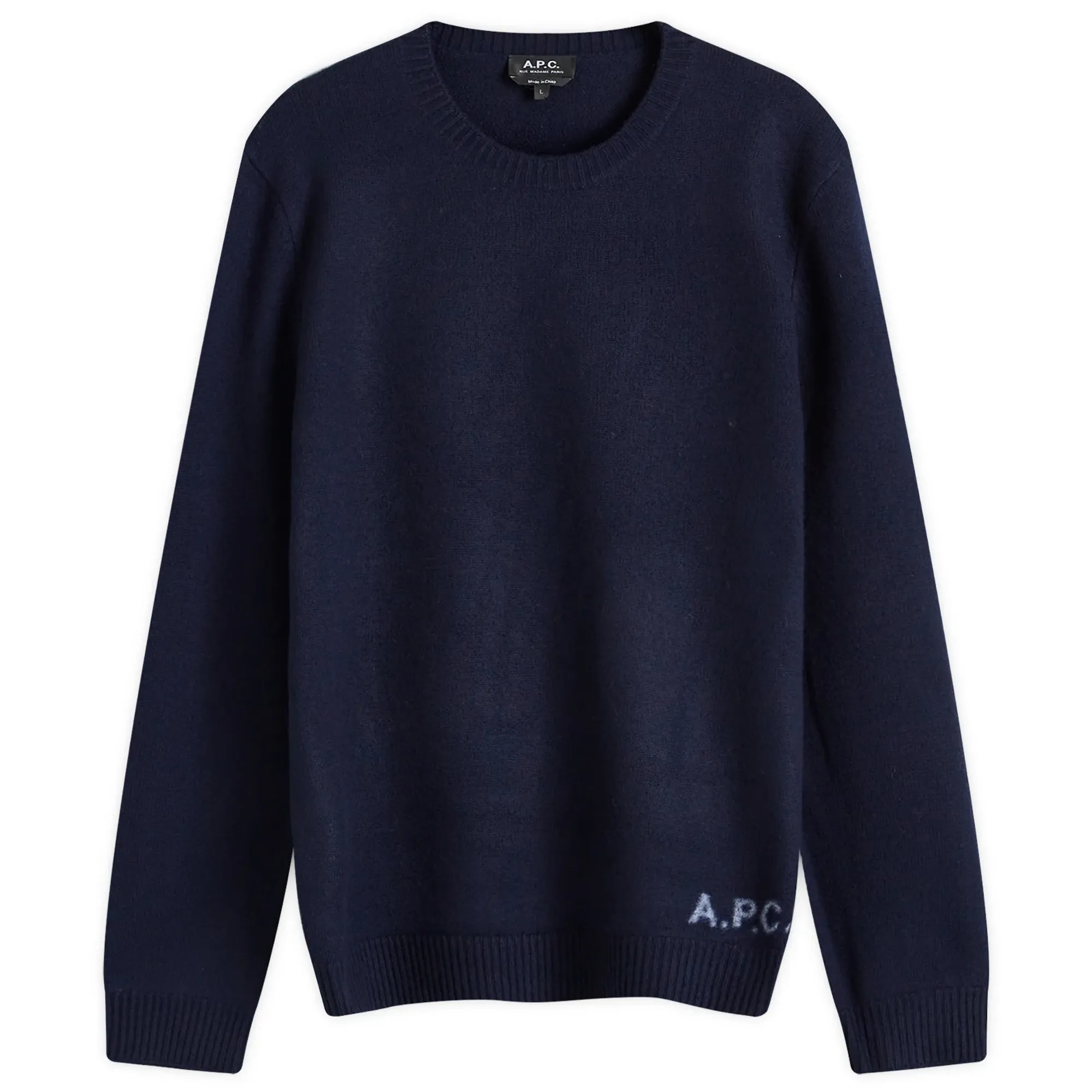 A.P.C. Men's Edward Intarsia Knit Sweatshirt Dark Navy