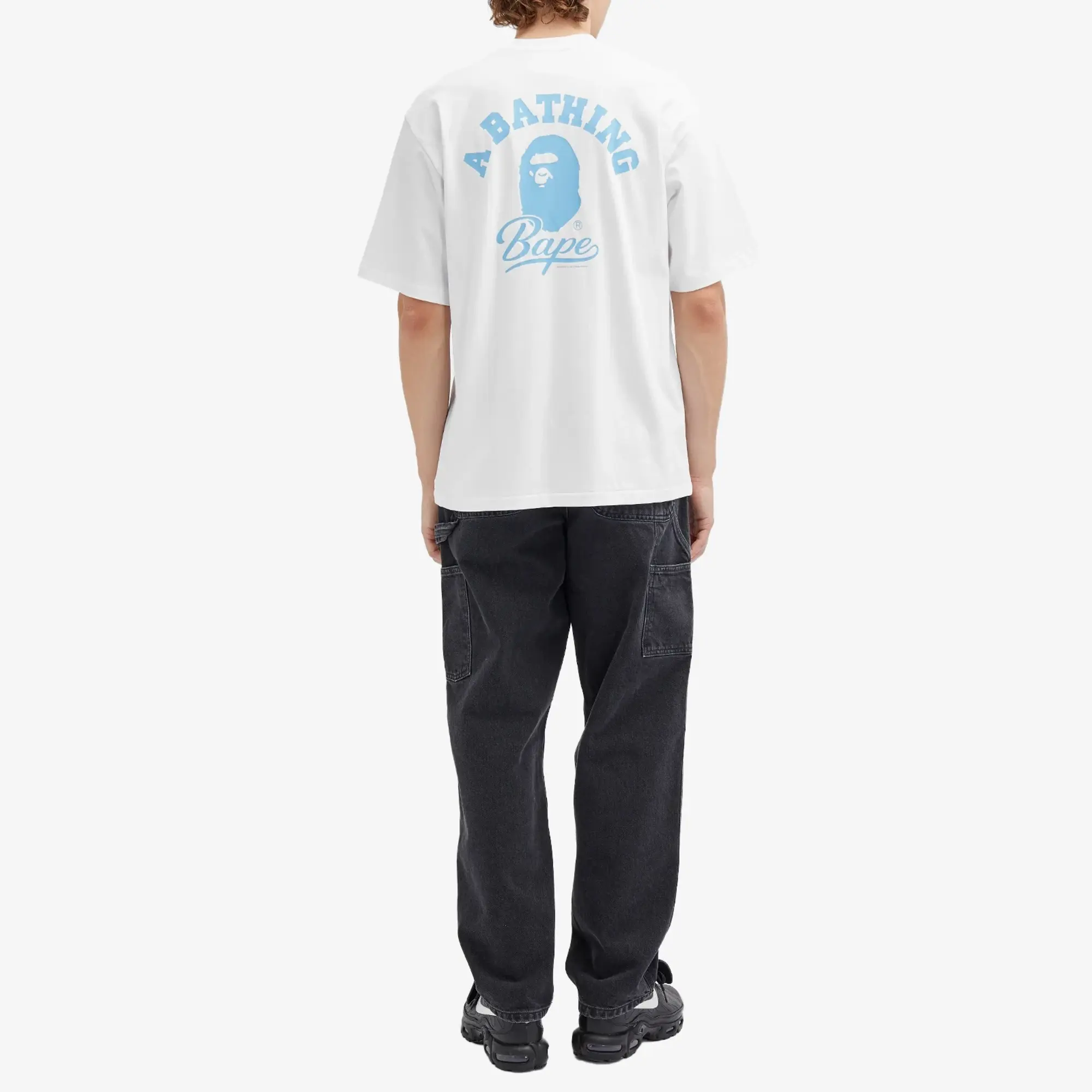 T-Shirt A Bathing Ape Cursive College Logo Relaxed Fit Short Sleeve Tee White L