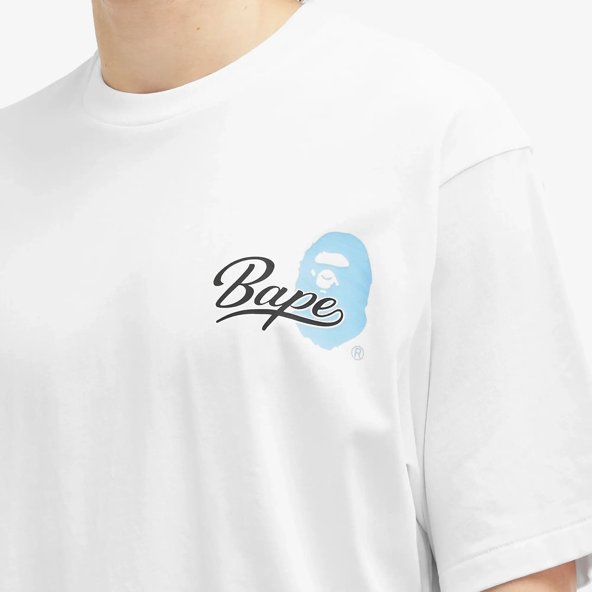 T-Shirt A Bathing Ape Cursive College Logo Relaxed Fit Short Sleeve Tee White L