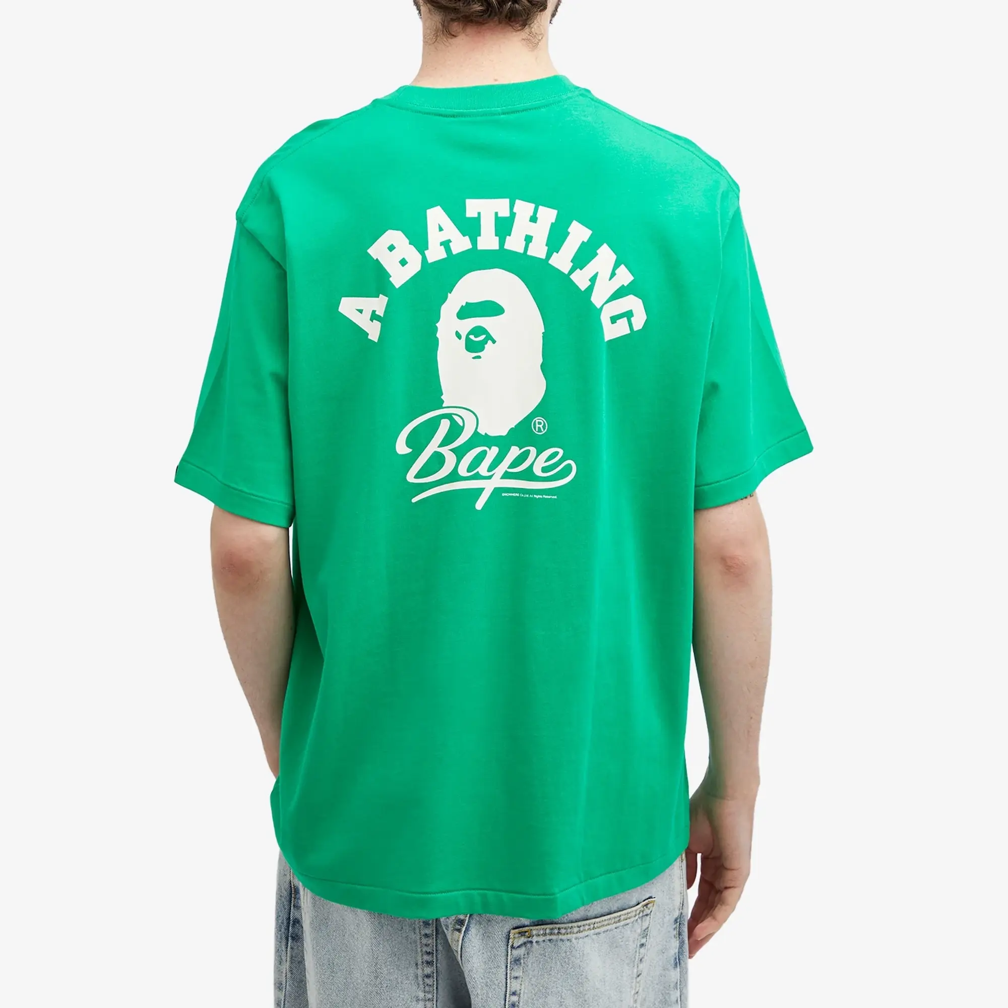 A Bathing Ape Men's Cursive College Logo T-Shirt Green
