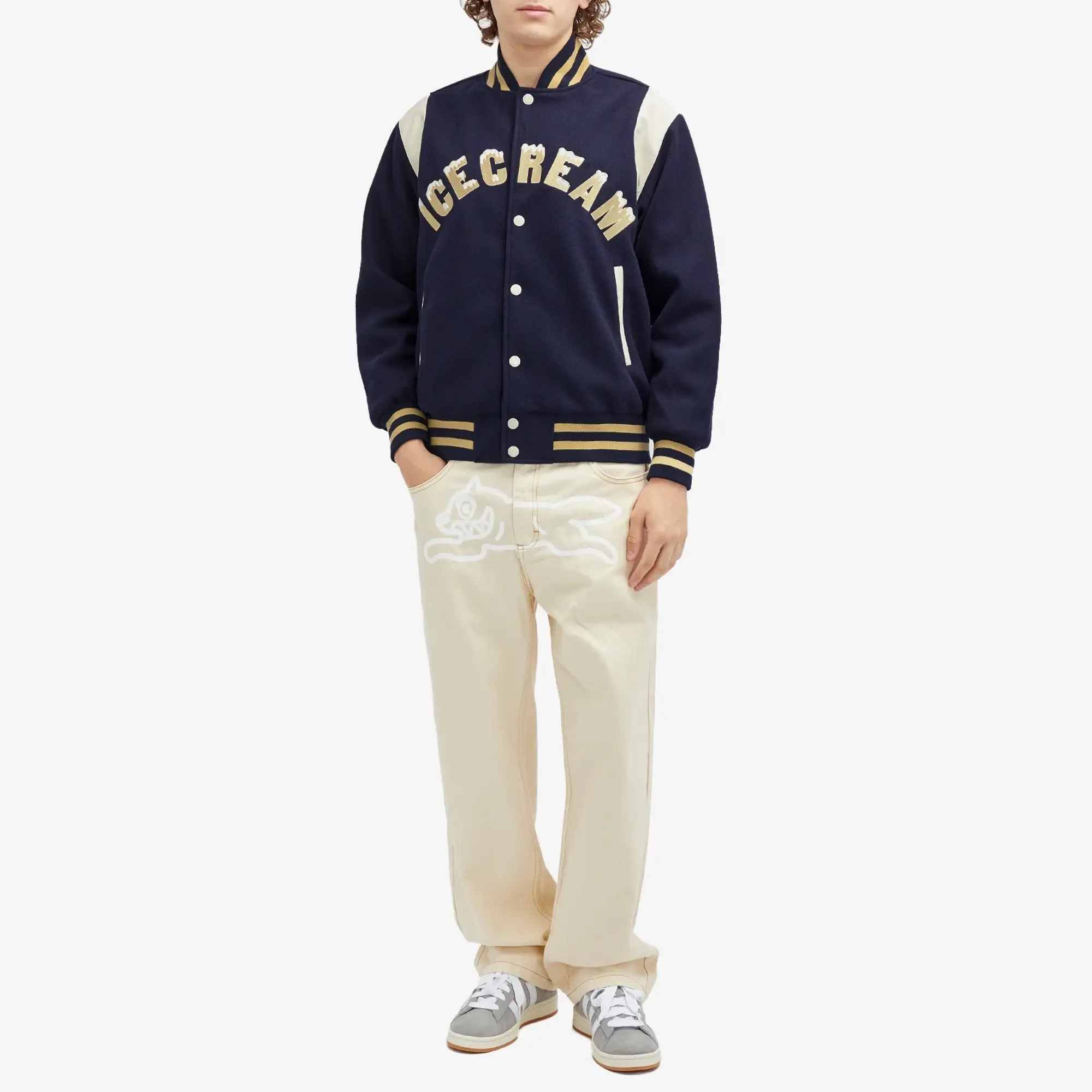 ICECREAM Men's Drippy Varsity Jacket Navy