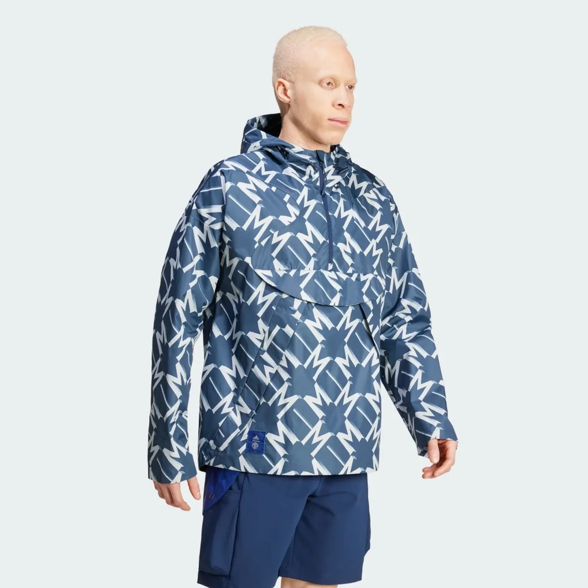 adidas Manchester United Seasonal Half-Zip Windbreaker Blue