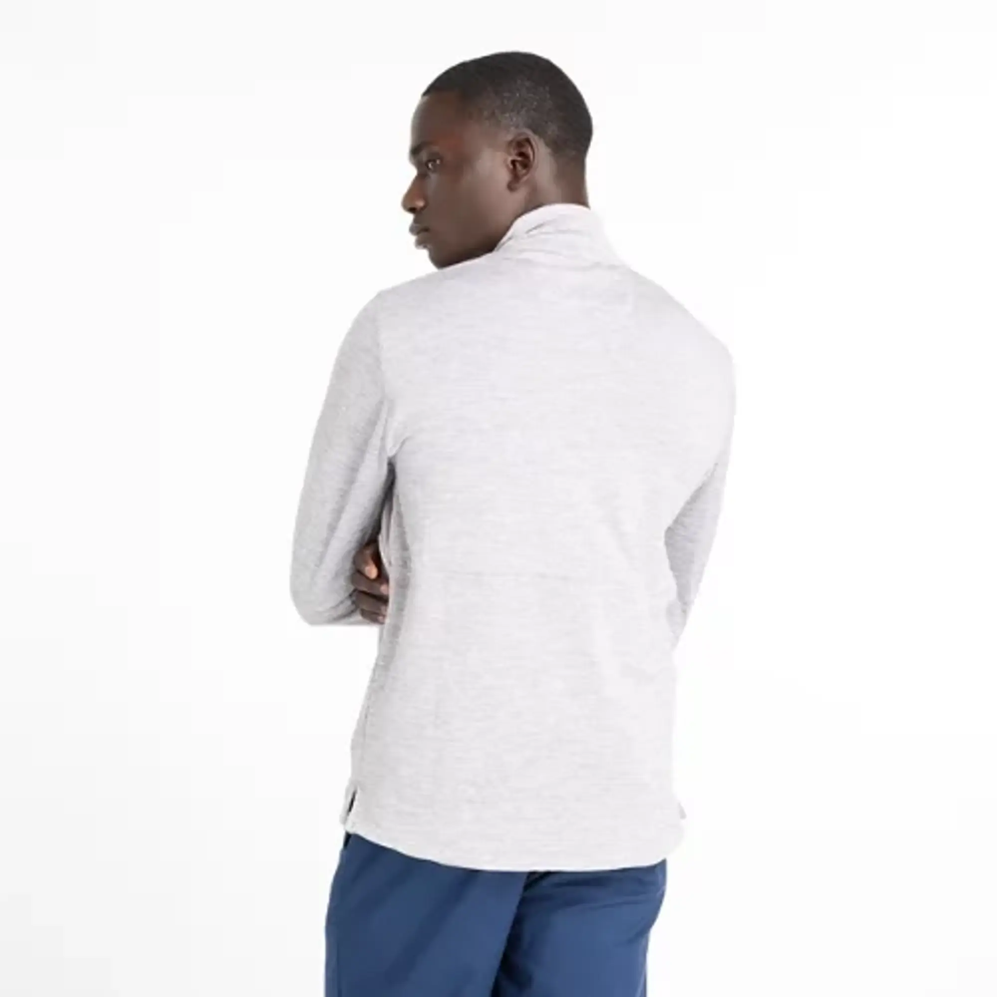 New Balance Men's Athletics Heat Grid 1/2 Zip in Grey Poly Knit