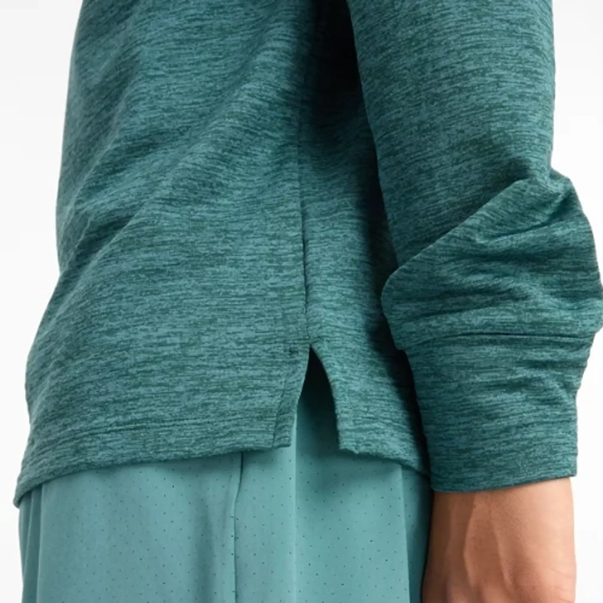 New Balance Men's Athletics Heat Grid 1/2 Zip in Green Poly Knit
