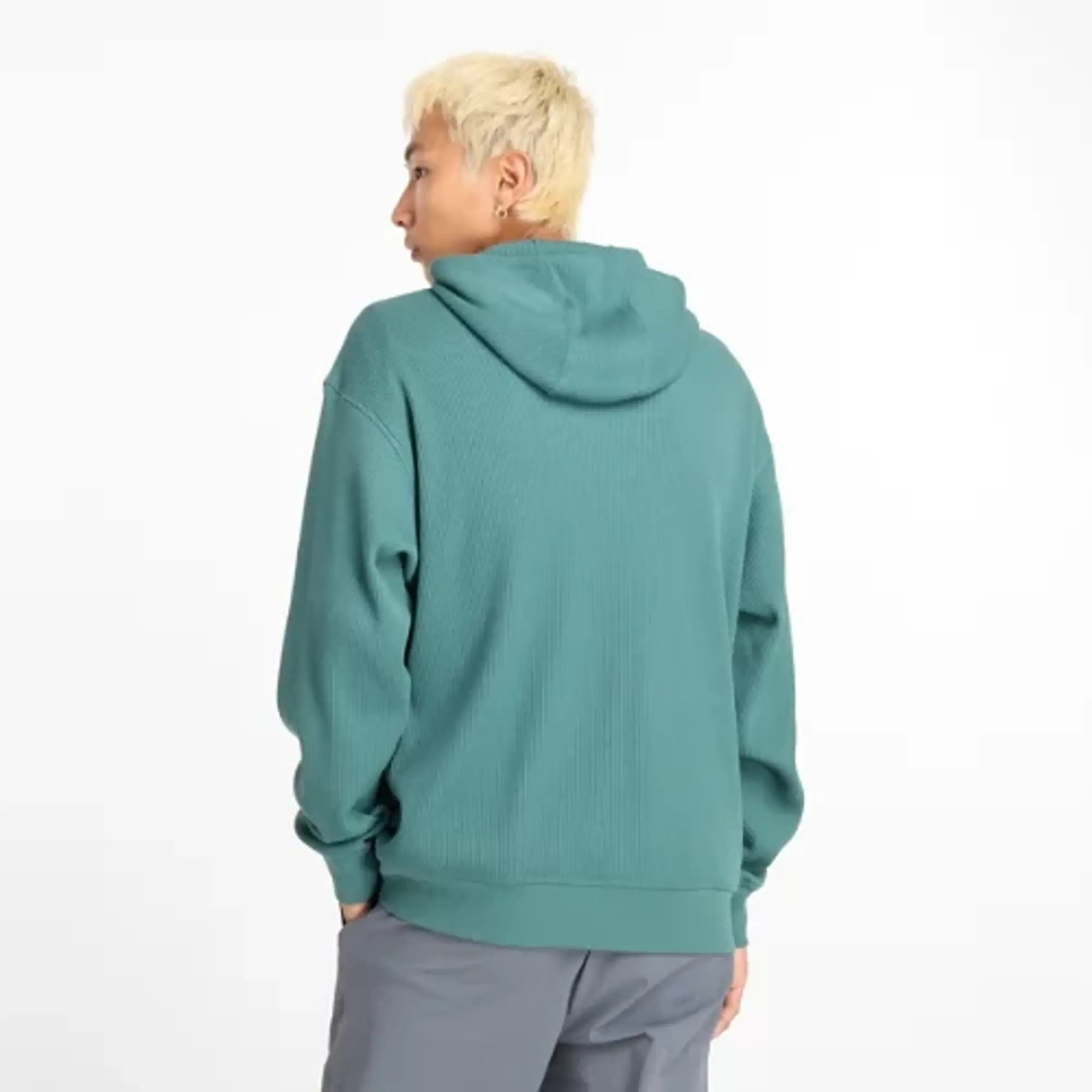 New Balance Men's Waffle Knit Hoodie in Green Cotton