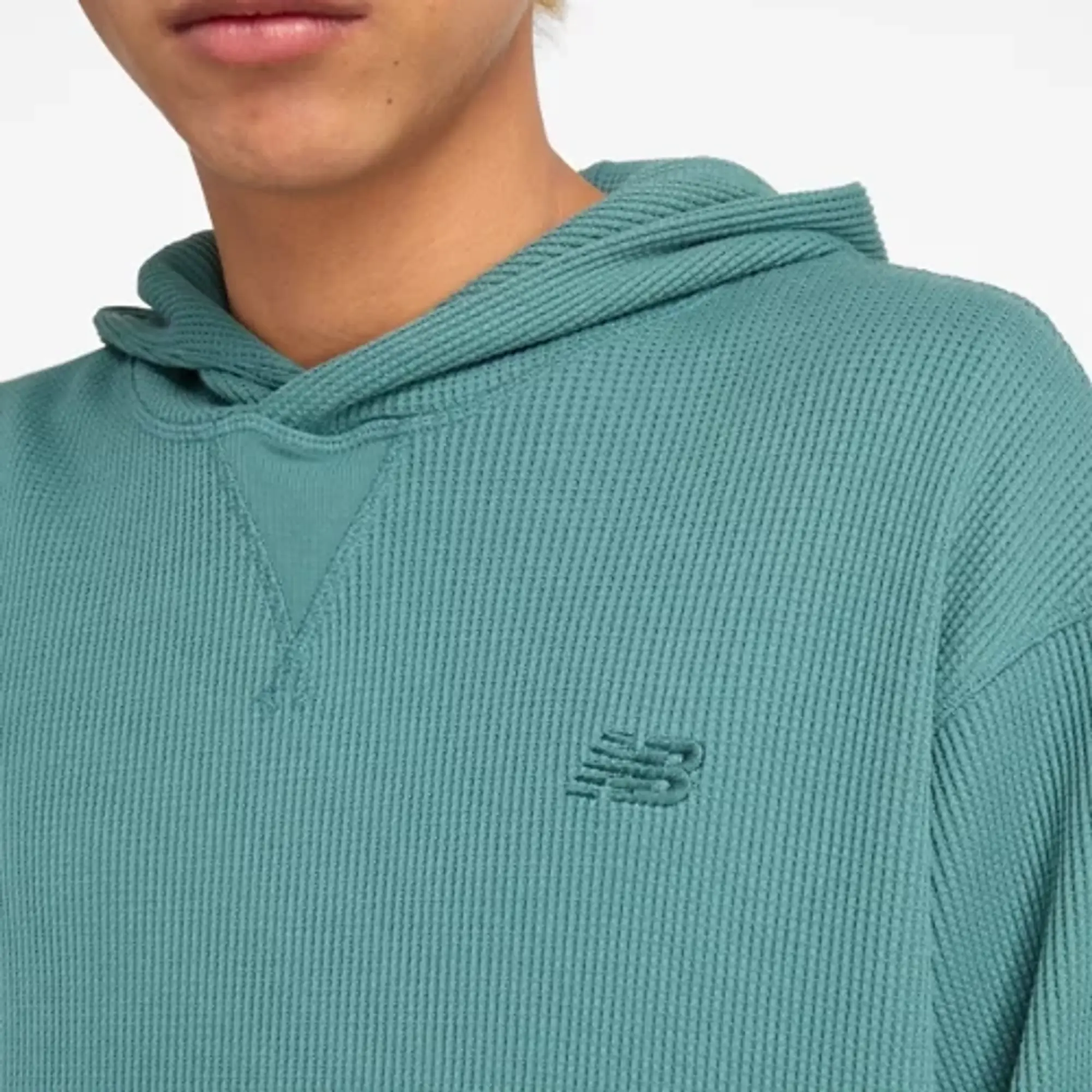 New Balance Men's Waffle Knit Hoodie in Green Cotton