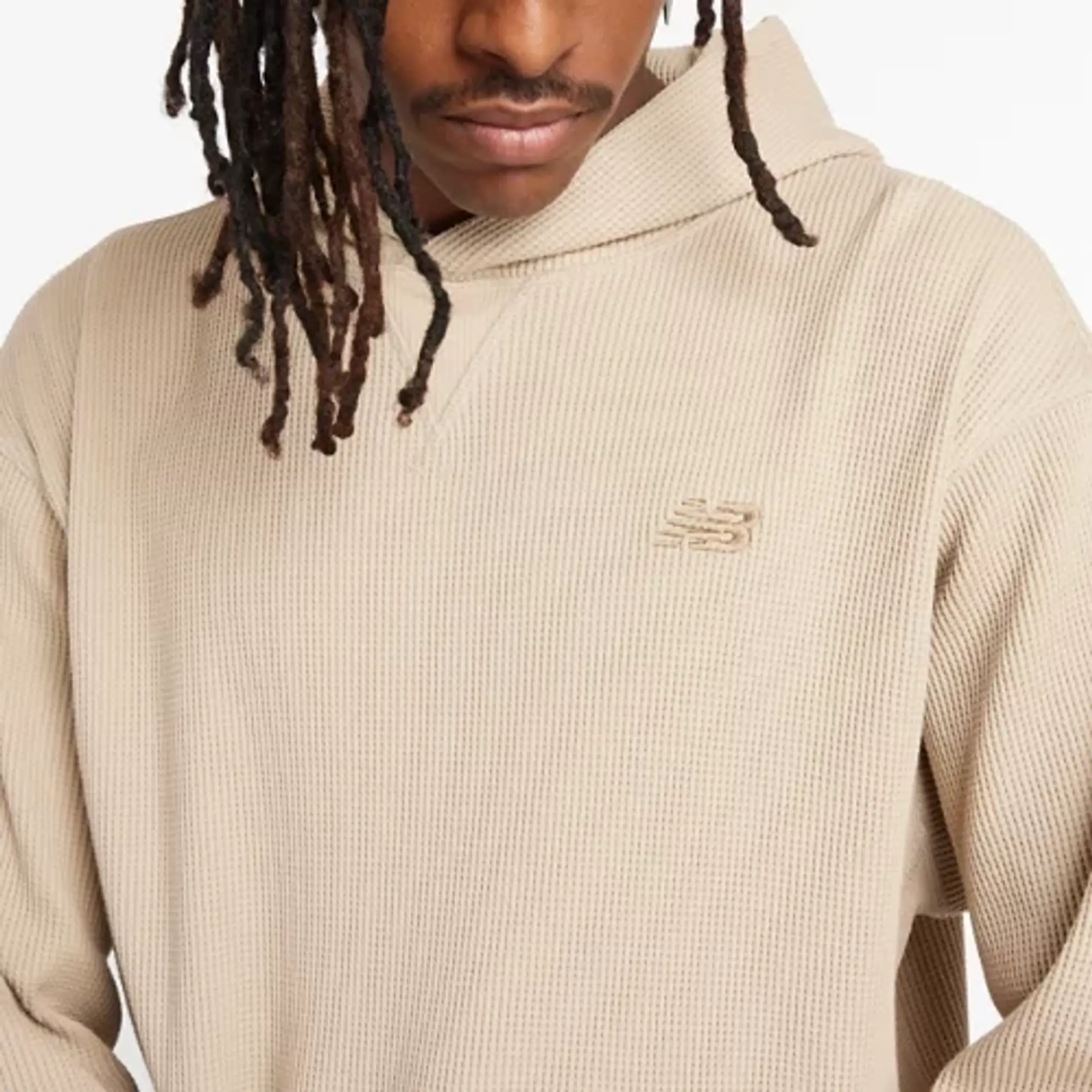 New Balance Men's Waffle Knit Hoodie in Grey Cotton