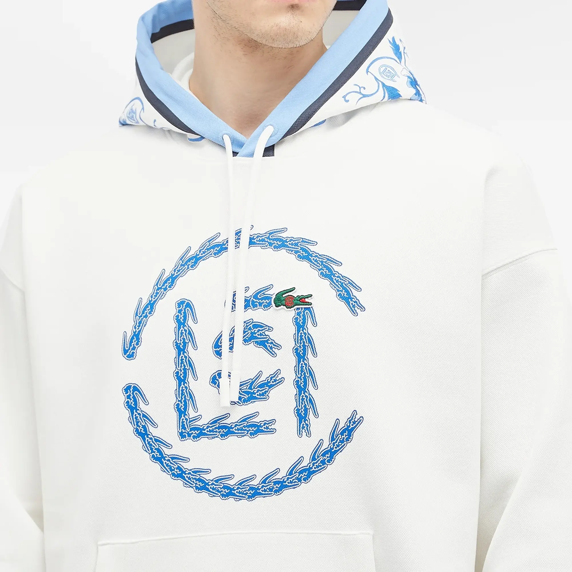 Lacoste Men's x CLOT Logo Hoodie Flour/Cobalt