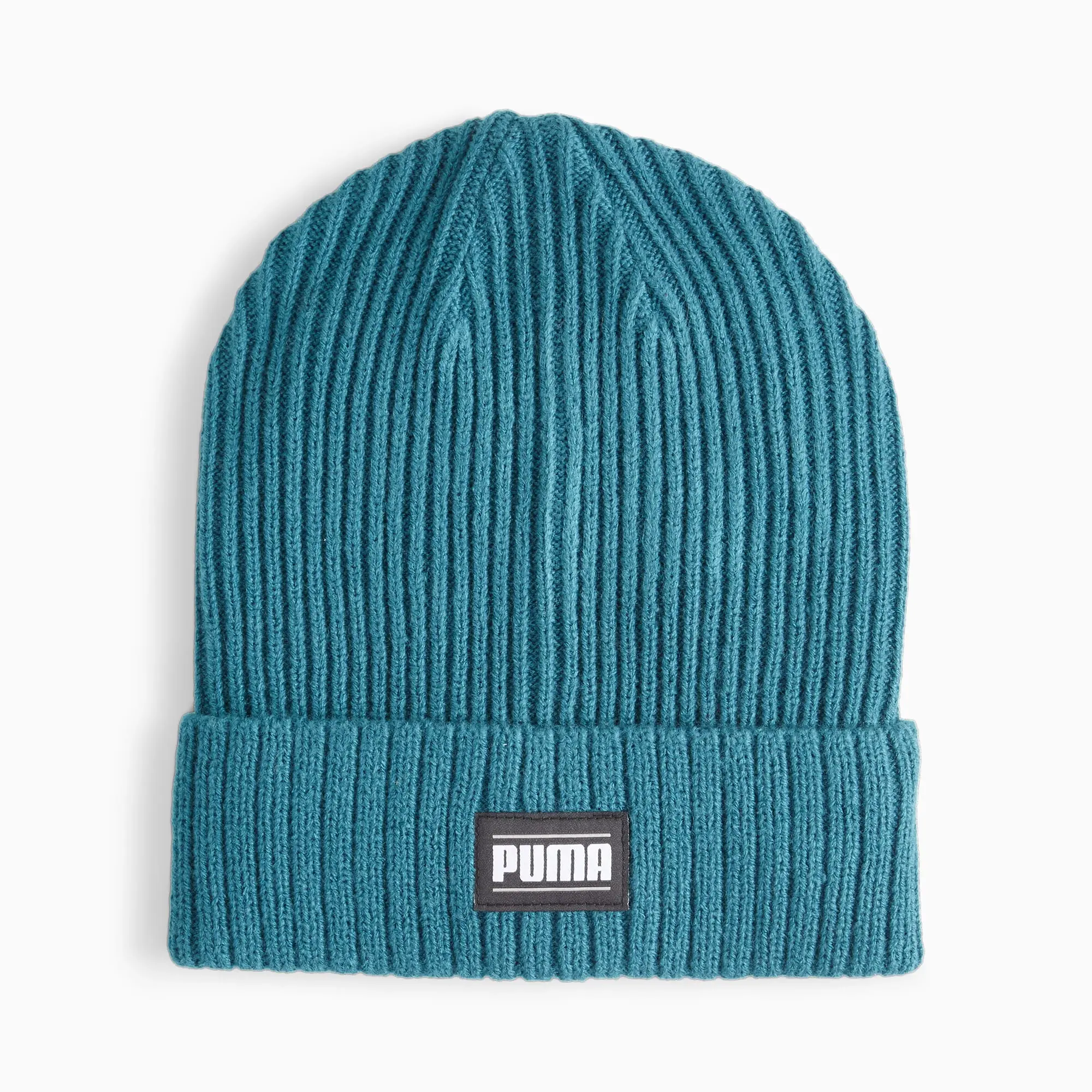 PUMA Classic Cuff Ribbed Beanie Hat, Cold Green