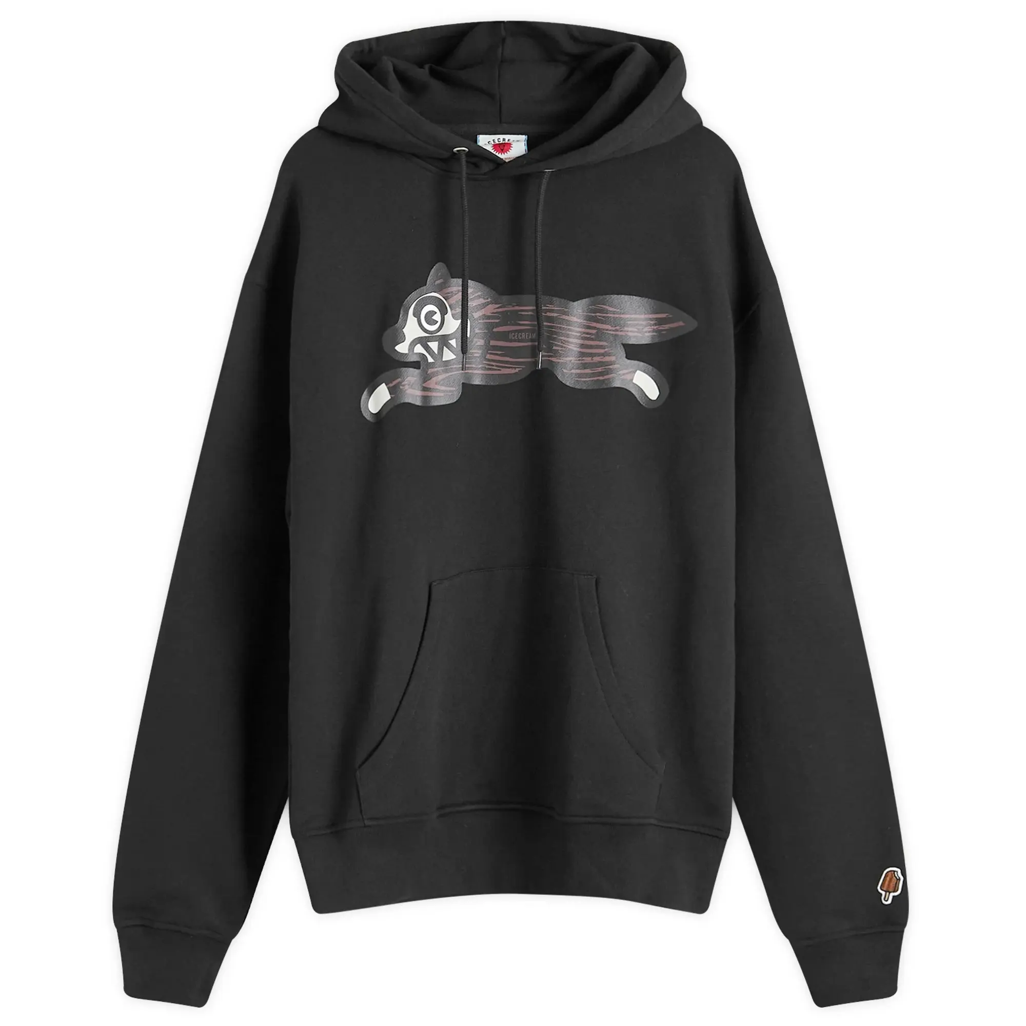 ICECREAM Men's Woodgrain Running Dog Popover Hoodie Black