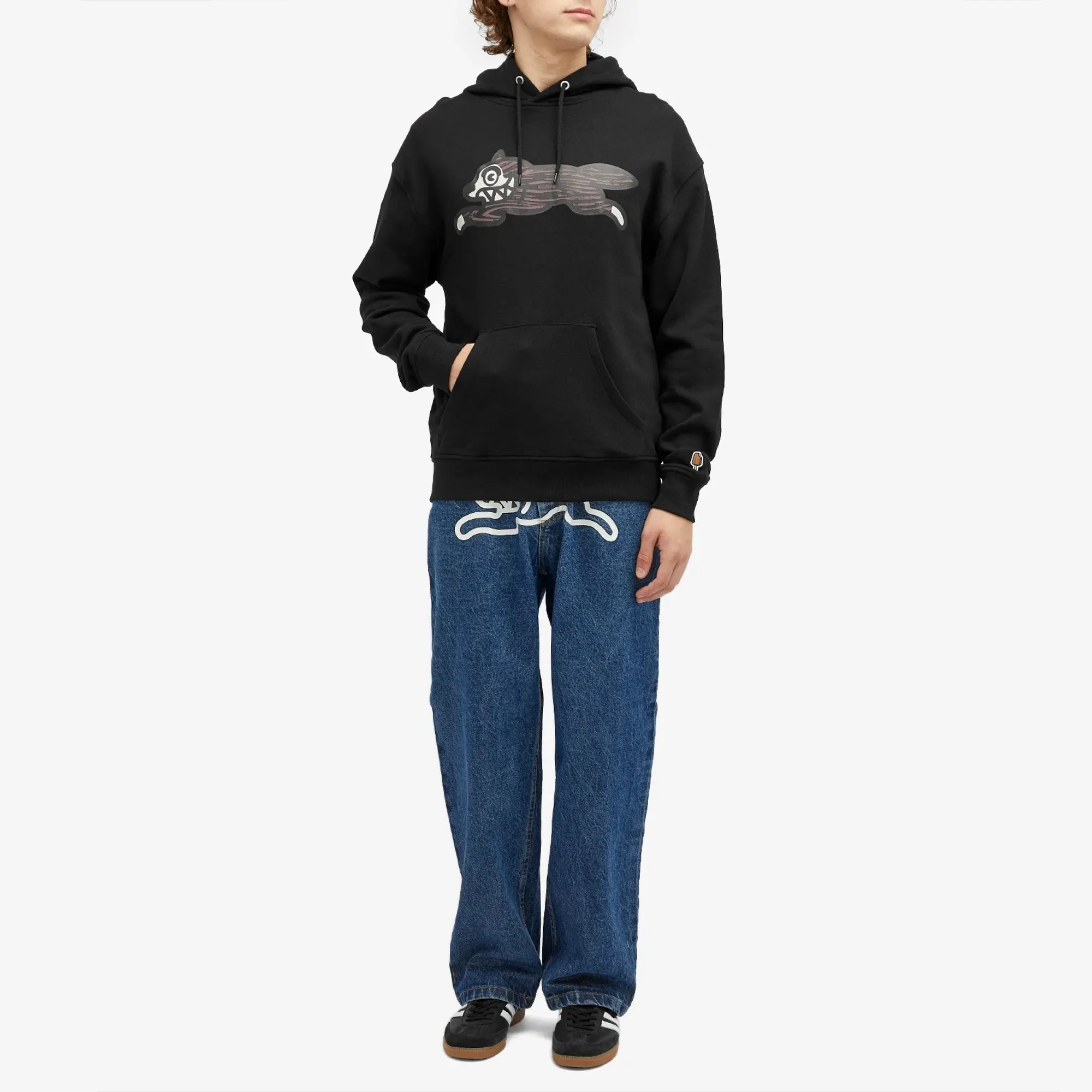 ICECREAM Men's Woodgrain Running Dog Popover Hoodie Black