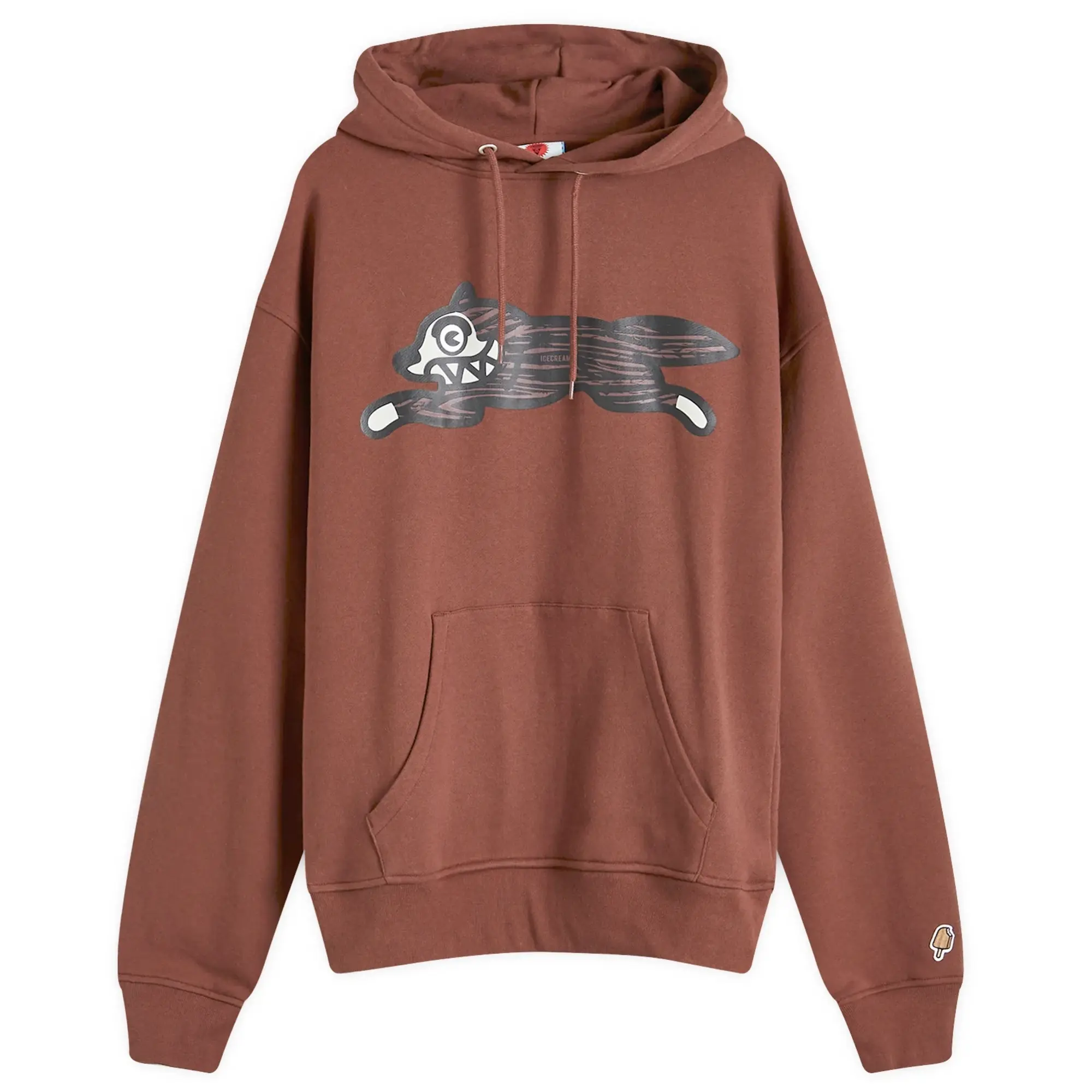 ICECREAM Men's Woodgrain Running Dog Popover Hoodie Brown