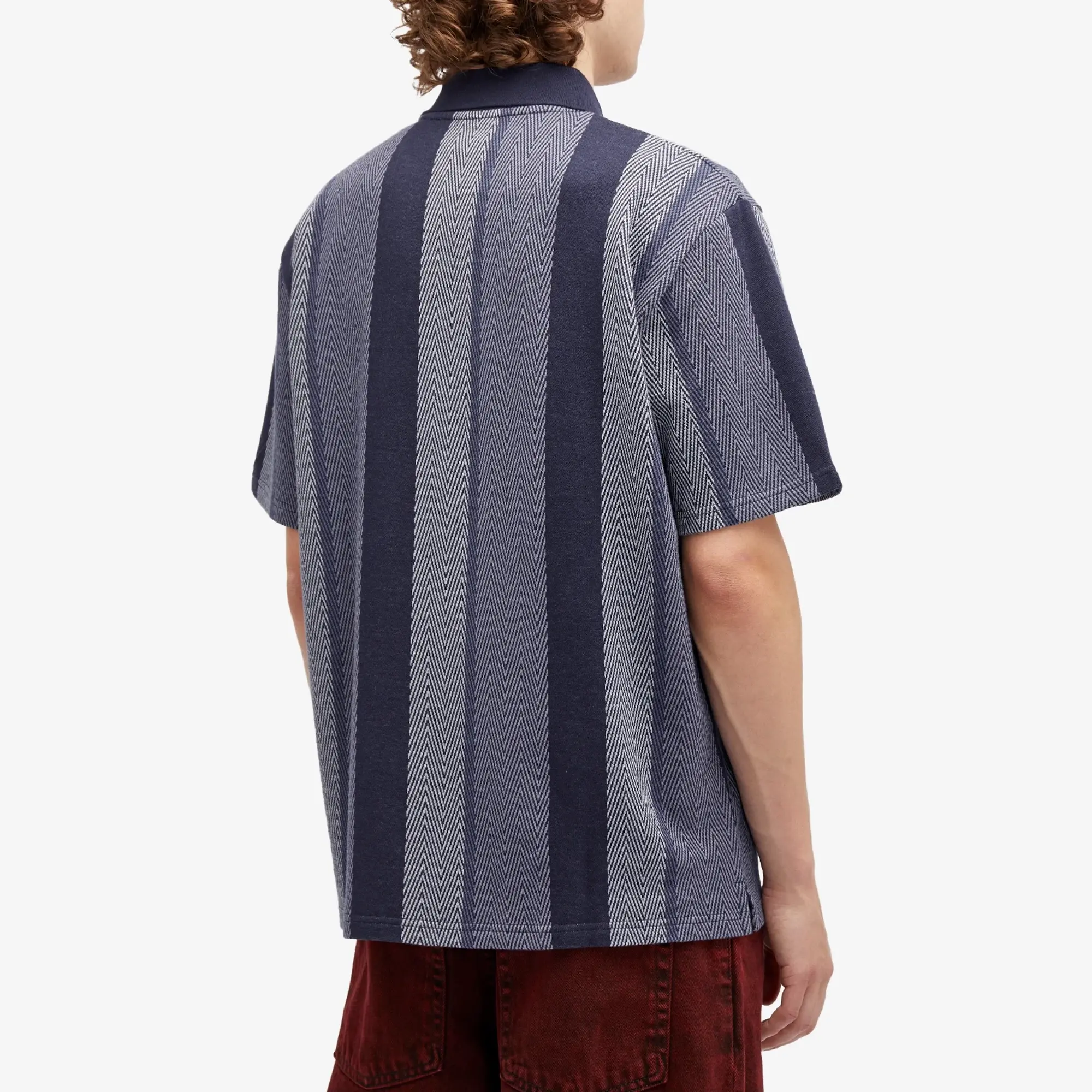 Polar Skate Co. Men's Herringbone Jacques Short Sleeve Polo Blue