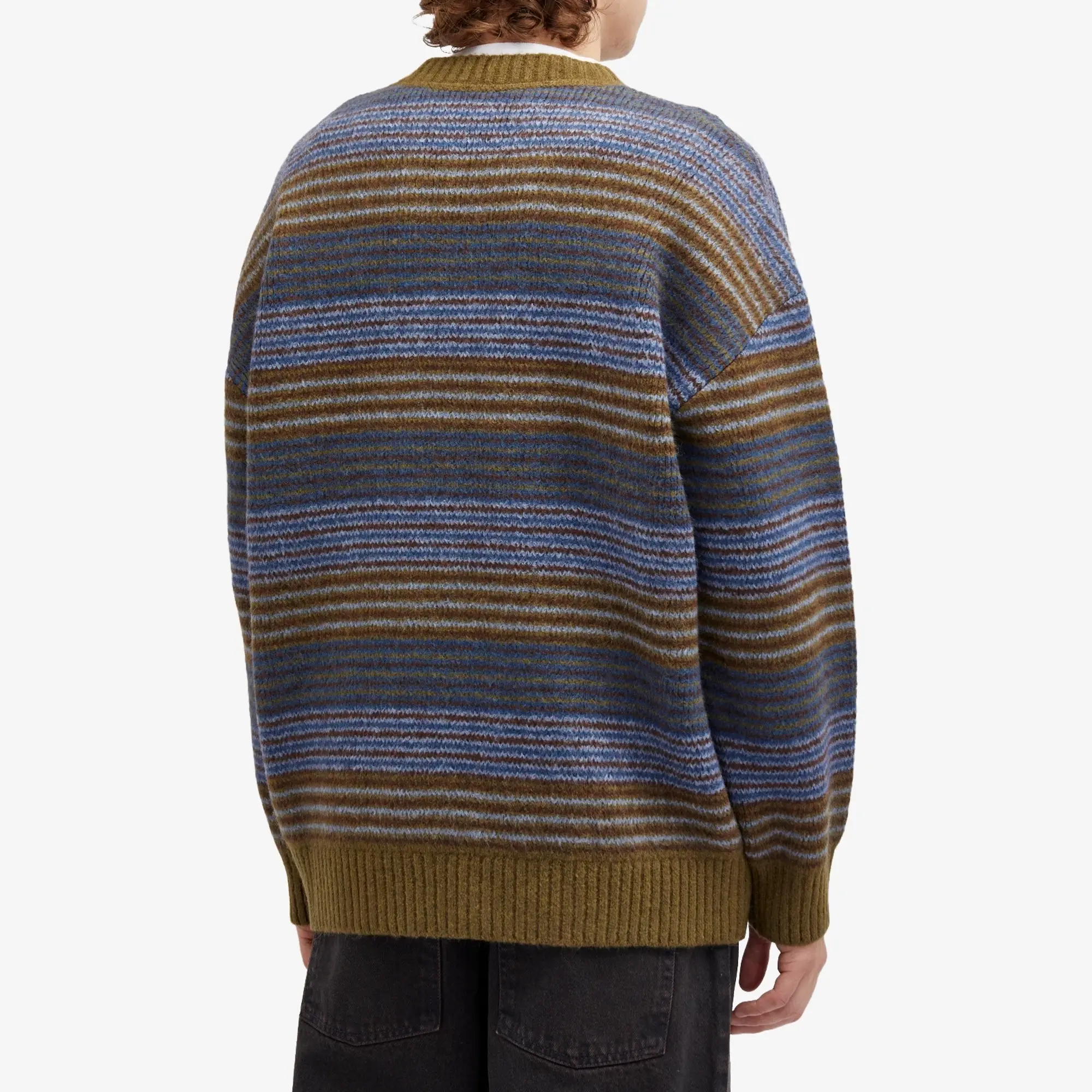 Polar Skate Co. Men's George Stripe Jumper Blue Green Stripe