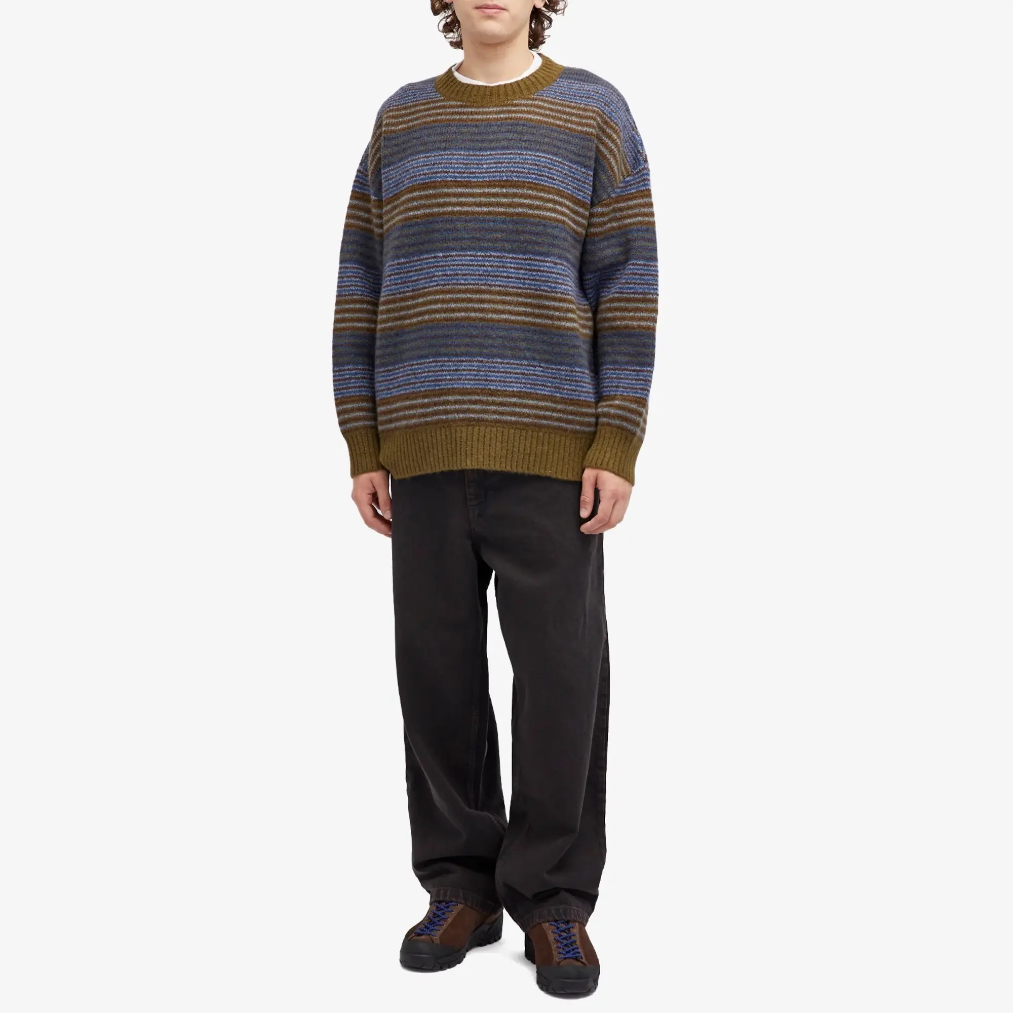 Polar Skate Co. Men's George Stripe Jumper Blue Green Stripe