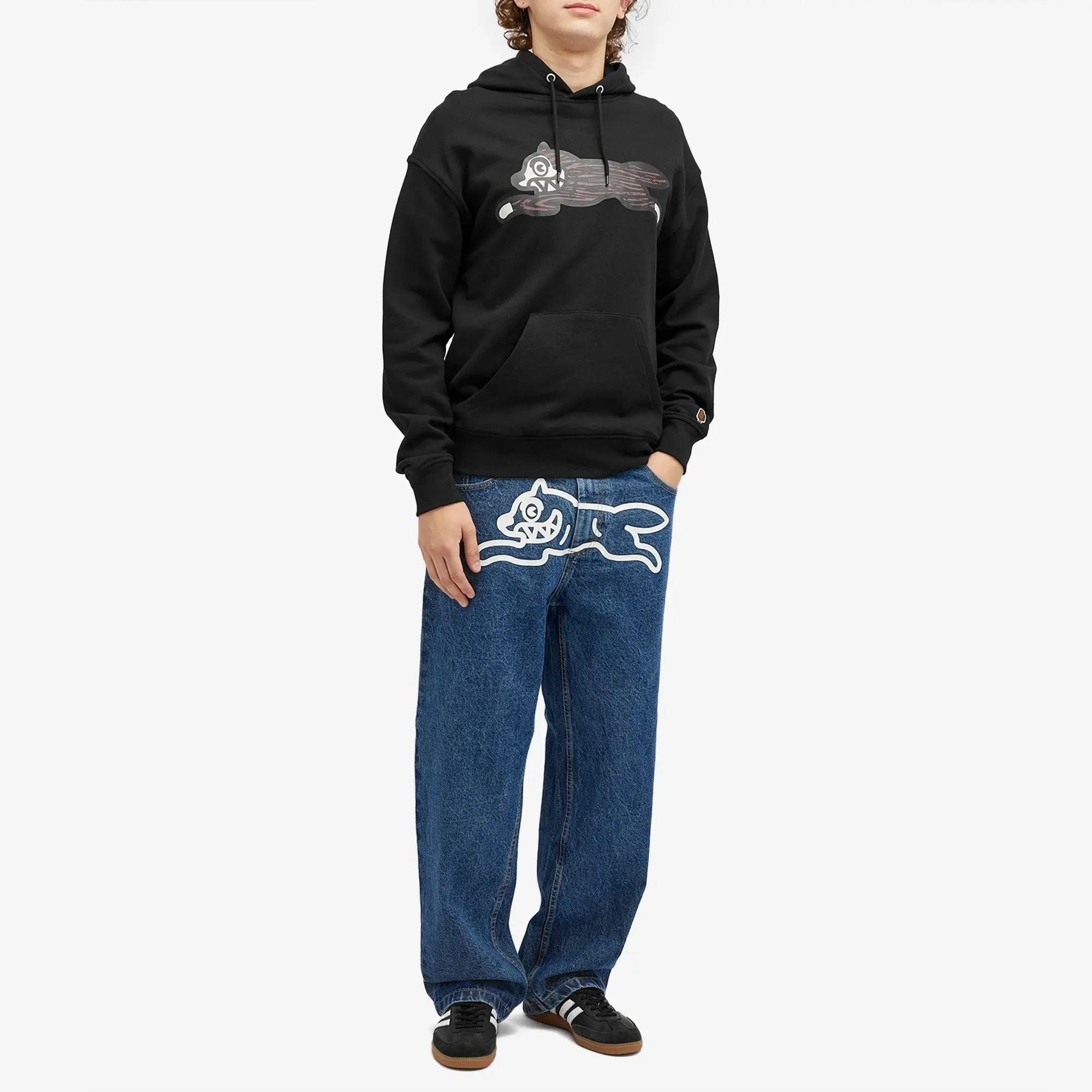 ICECREAM Men's Running Dog Double Scoop Straight Leg Jean Mid Wash Blue